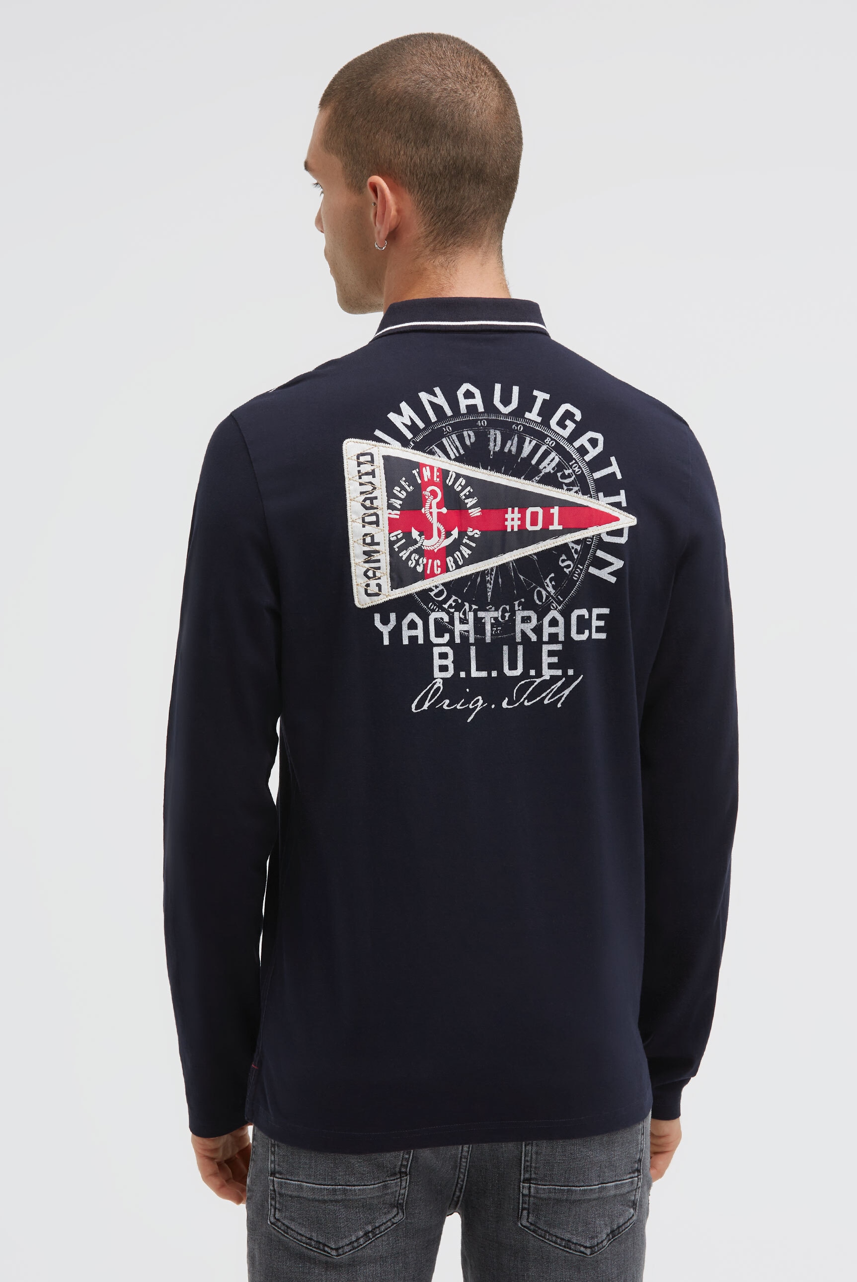 CAMP DAVID Langarm-Poloshirt aus Baumwolle günstig online kaufen