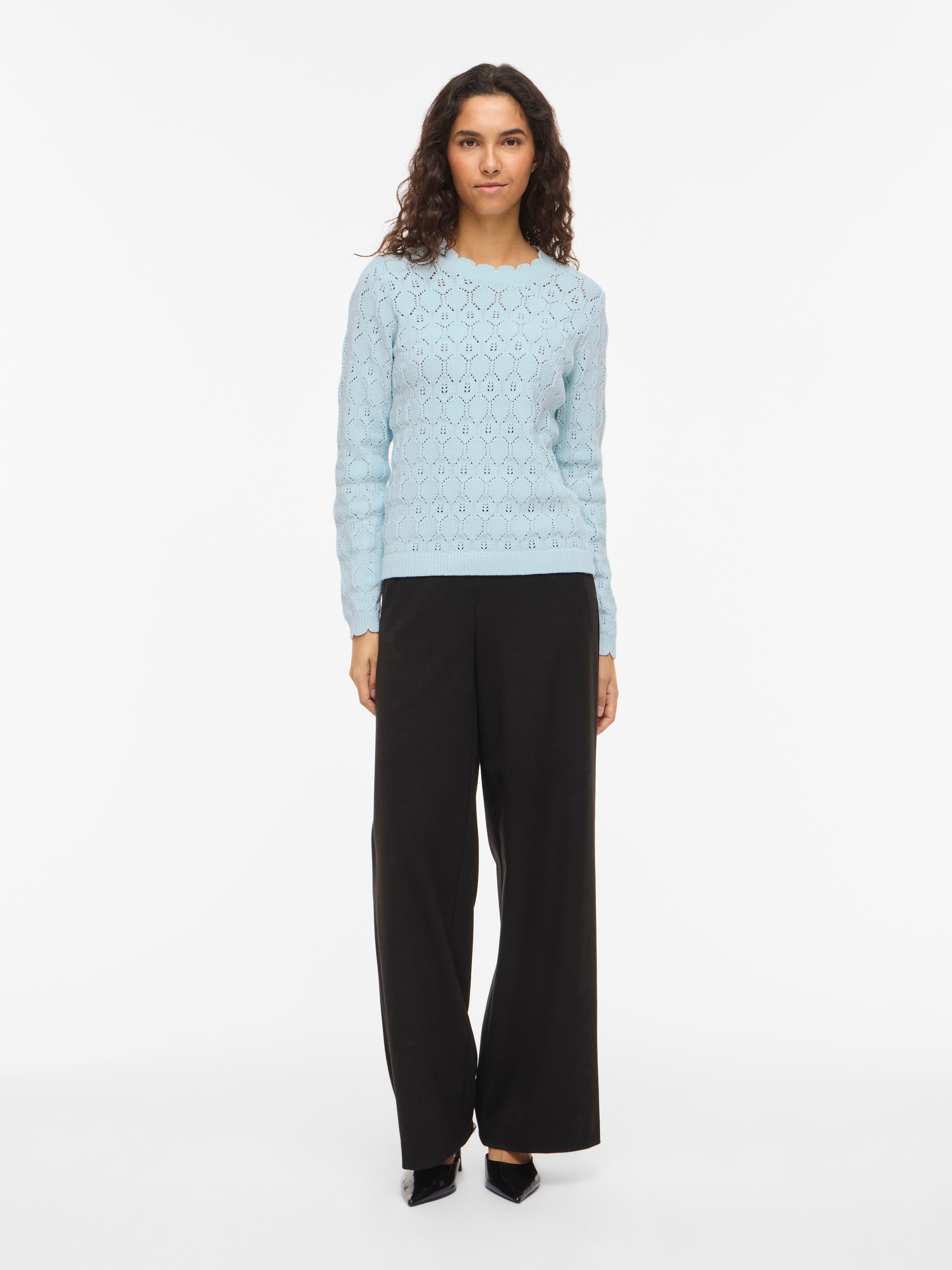 Vila Rundhalspullover »VILOWEN L/S POINTELLE KNIT TOP/PB«