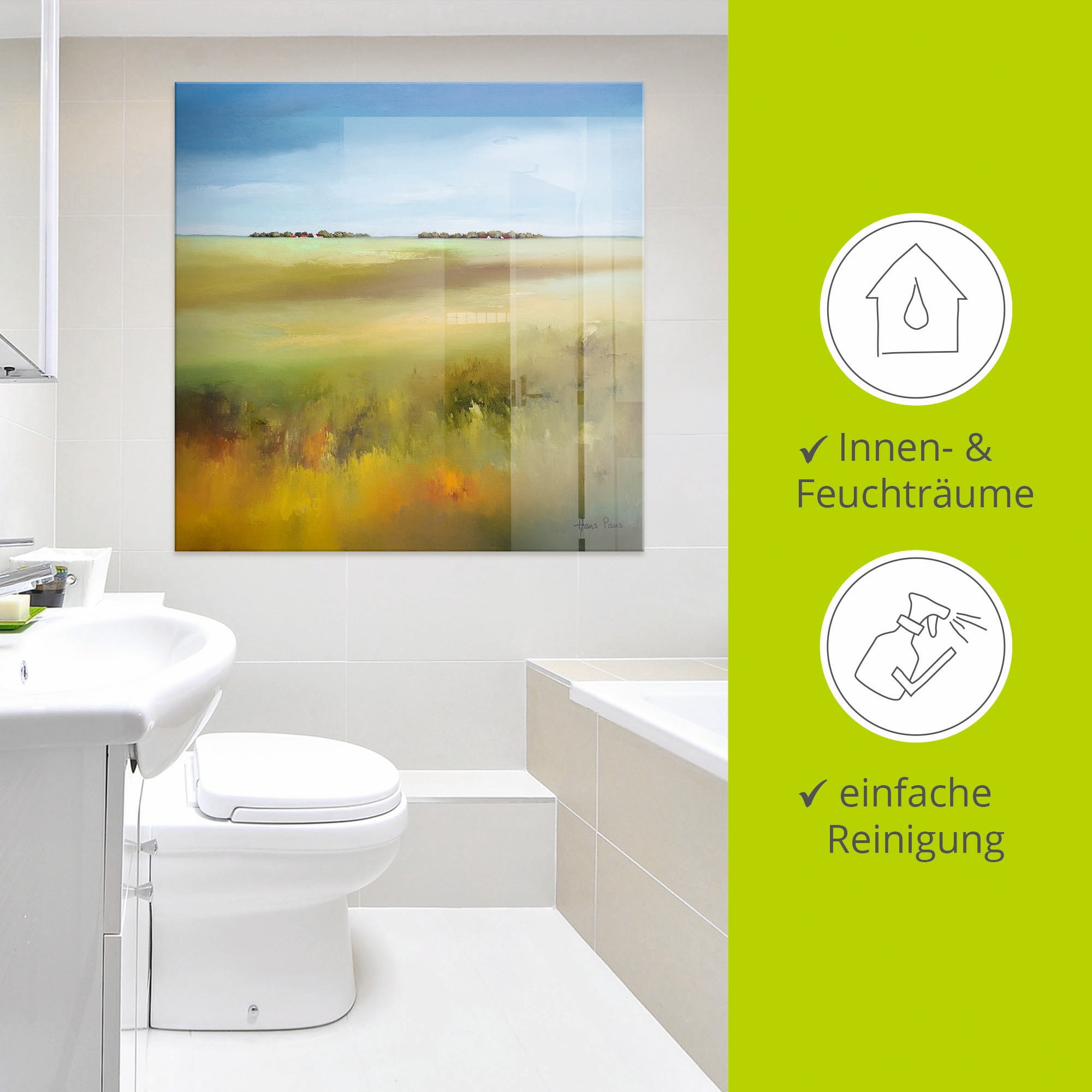 Artland Glasbild »Landschaft I«, Felder, (1 St.), in verschiedenen Größen