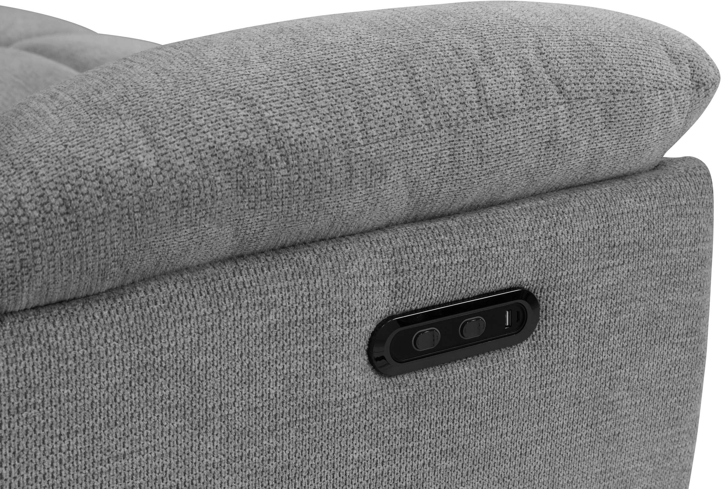 Home affaire 3-Sitzer »LANNOY, manuelle o. elelektrische Relaxfunktion in 2 Sitzen, USB A/C«, Liegefunktion (105°-150°), Reclinersofa, Webstoff, Federkern
