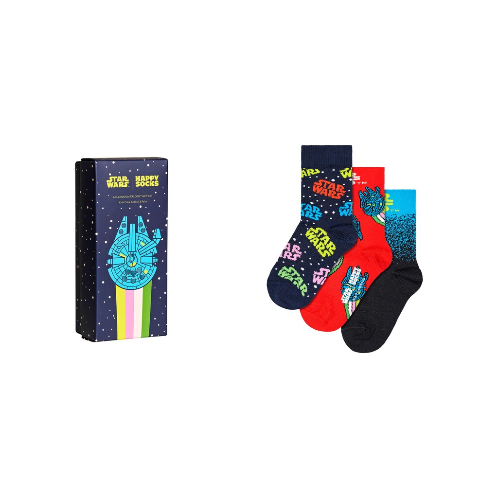 Happy Socks Socken »Star Wars Gift Set«, (3 Paar), Millennium Falcon, Darth Vader & Star Wars Logo