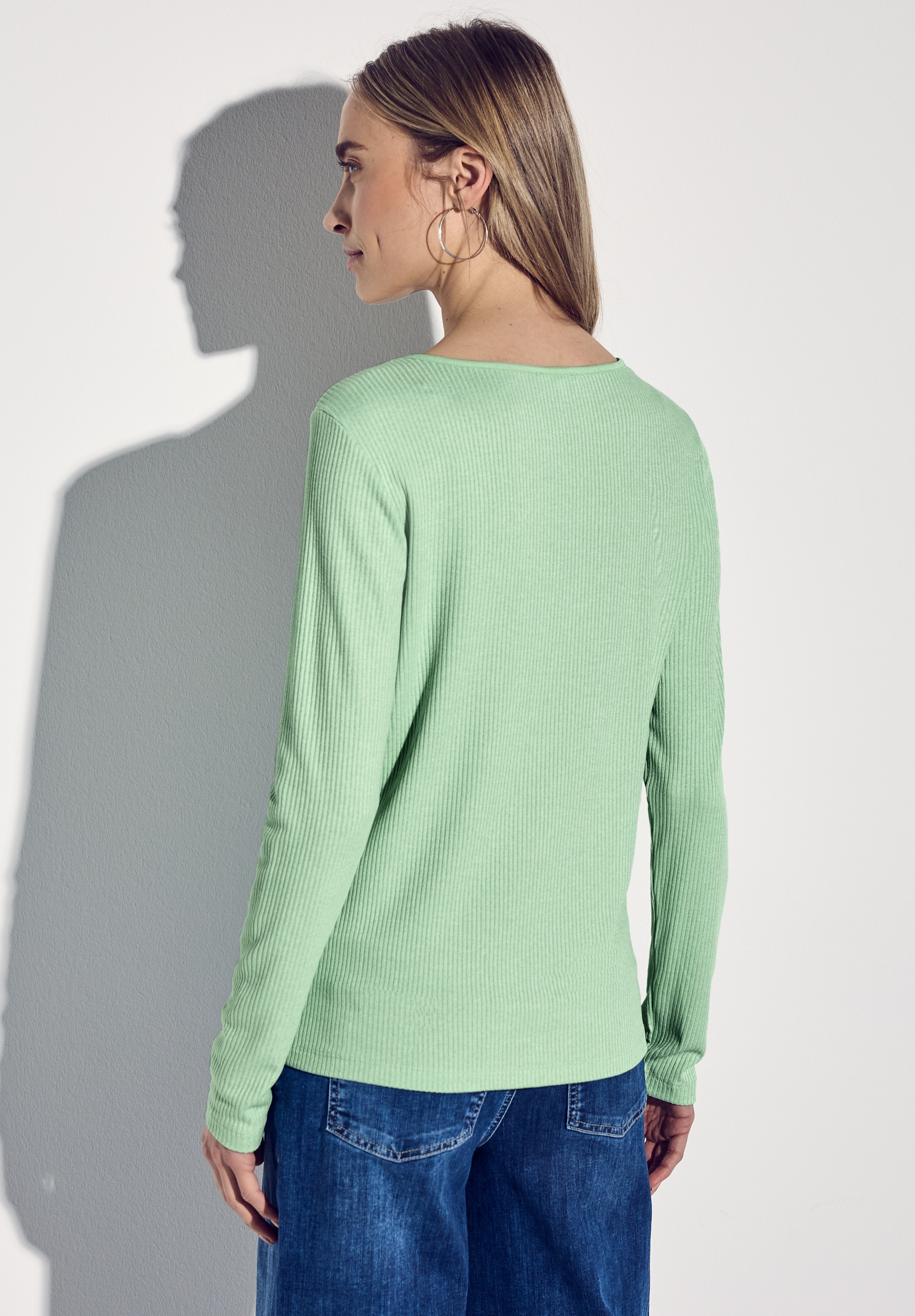 STREET ONE Langarmshirt, aus softem Materialmix