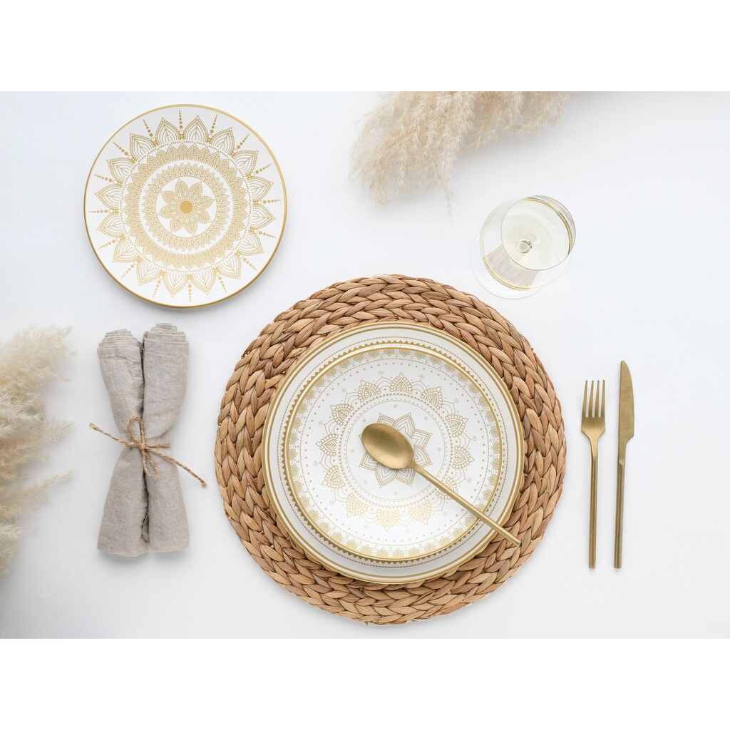 CreaTable Teller-Set »Mandala Gold«, (Set, 12 tlg., Tafelservice für 4 Personen)