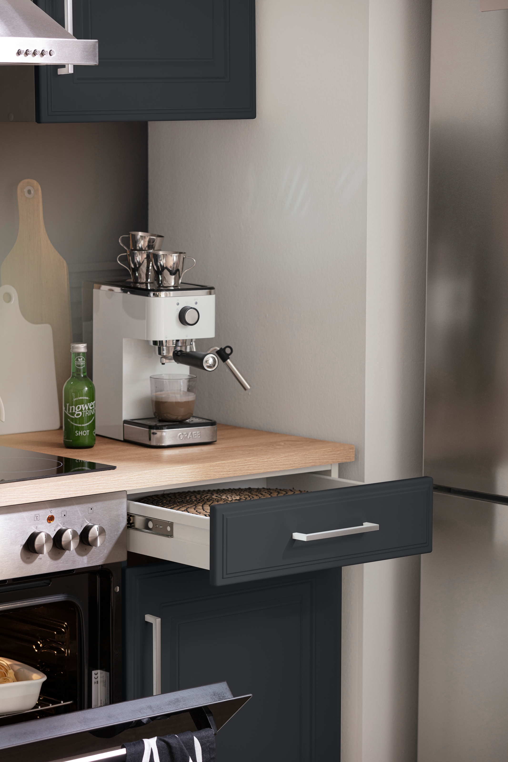 KOCHSTATION Küchenzeile »KS-Stockholm« Breite 210 cm, mit hochwertigen MDF Fronten im Landhaus-Stil