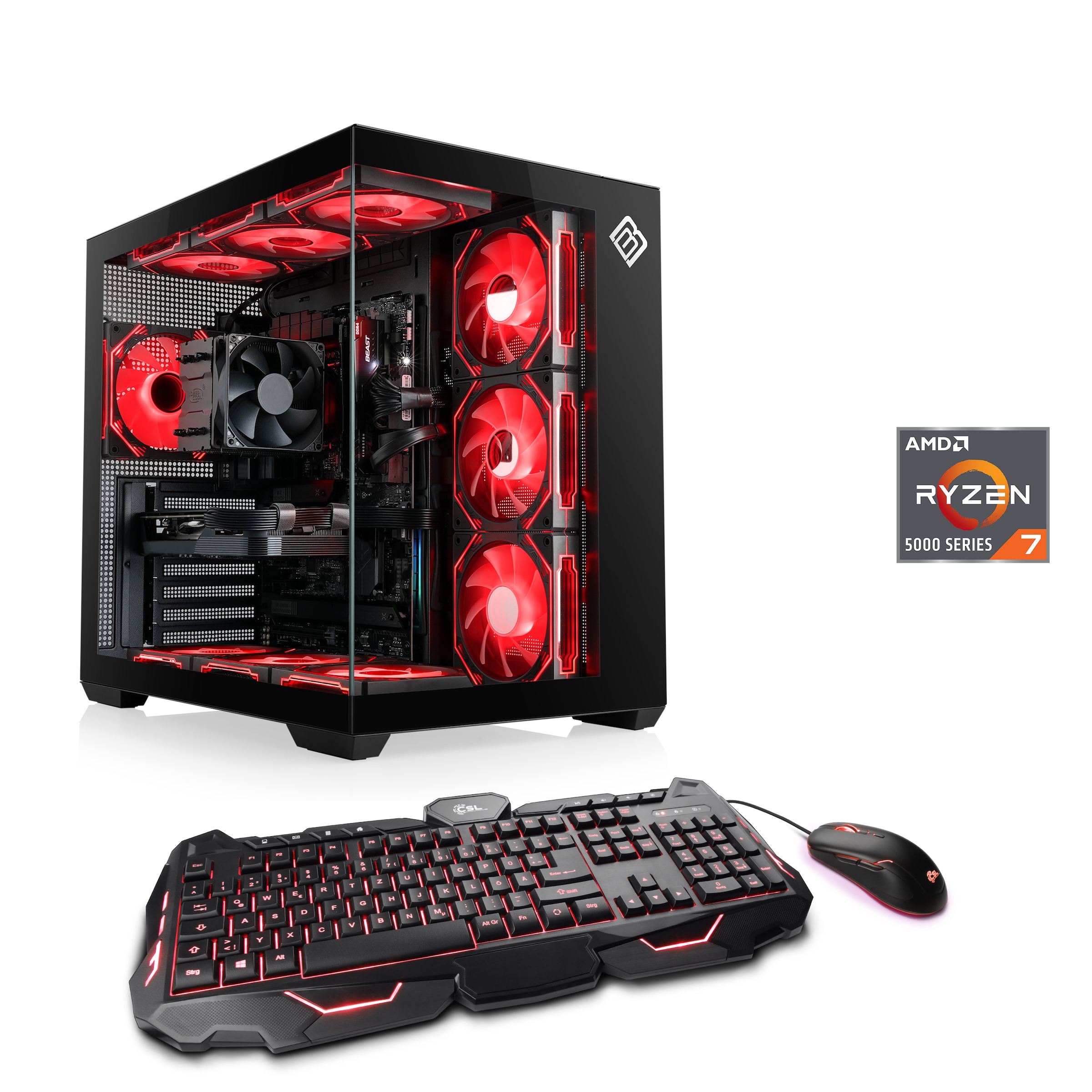 CSL PC "Vitrum Advanced V24500", schwarz, Microsoft Windows 11 Home (64 Bit), 32 GB RAM 1.000 GB SSD, Desktop-PCs, PC