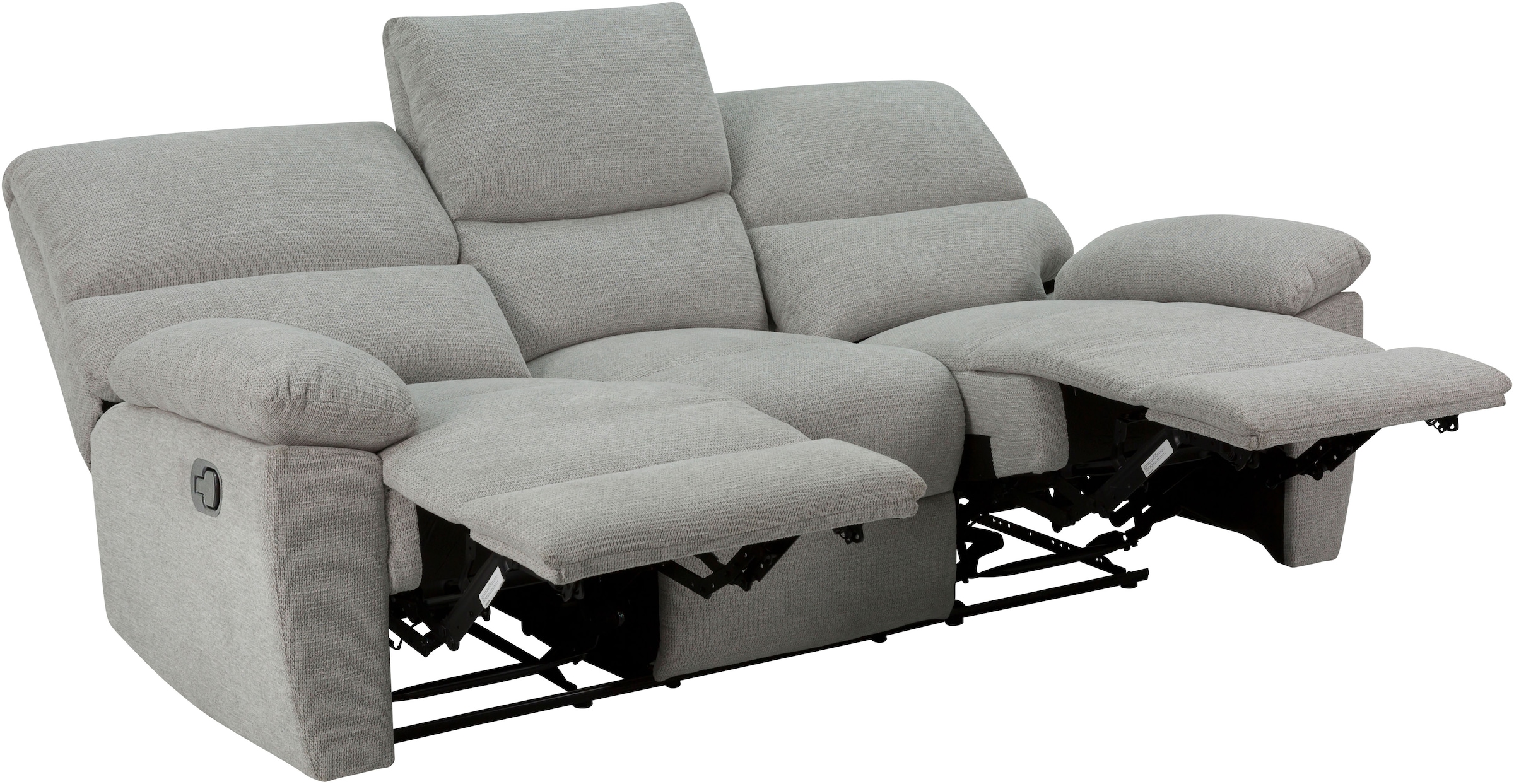 Home affaire 3-Sitzer »LANNOY, manuelle o. elelektrische Relaxfunktion in 2 Sitzen, USB A/C«, Liegefunktion (105°-150°), Reclinersofa, Webstoff, Federkern