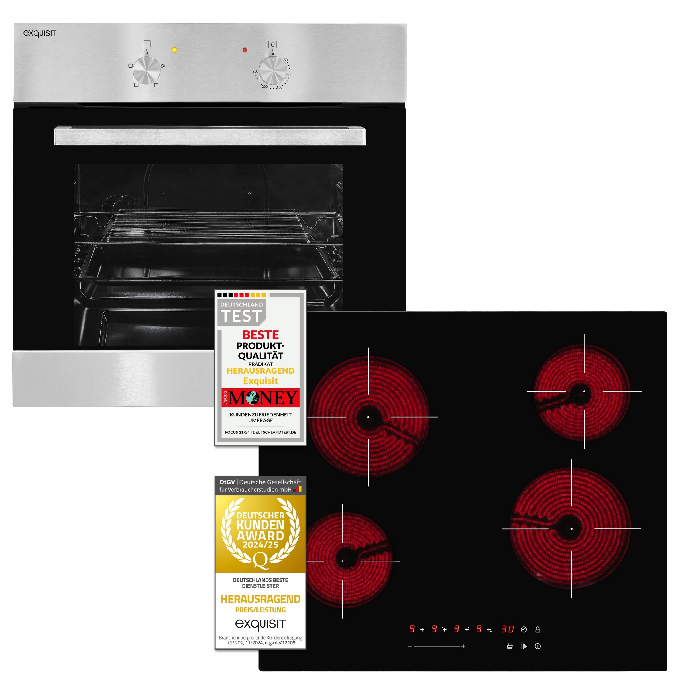 exquisit Backofen-Set "EBE 555-1.1" Set, 2 Stk. tlg. Schmelzen, Warmhalten günstig online kaufen