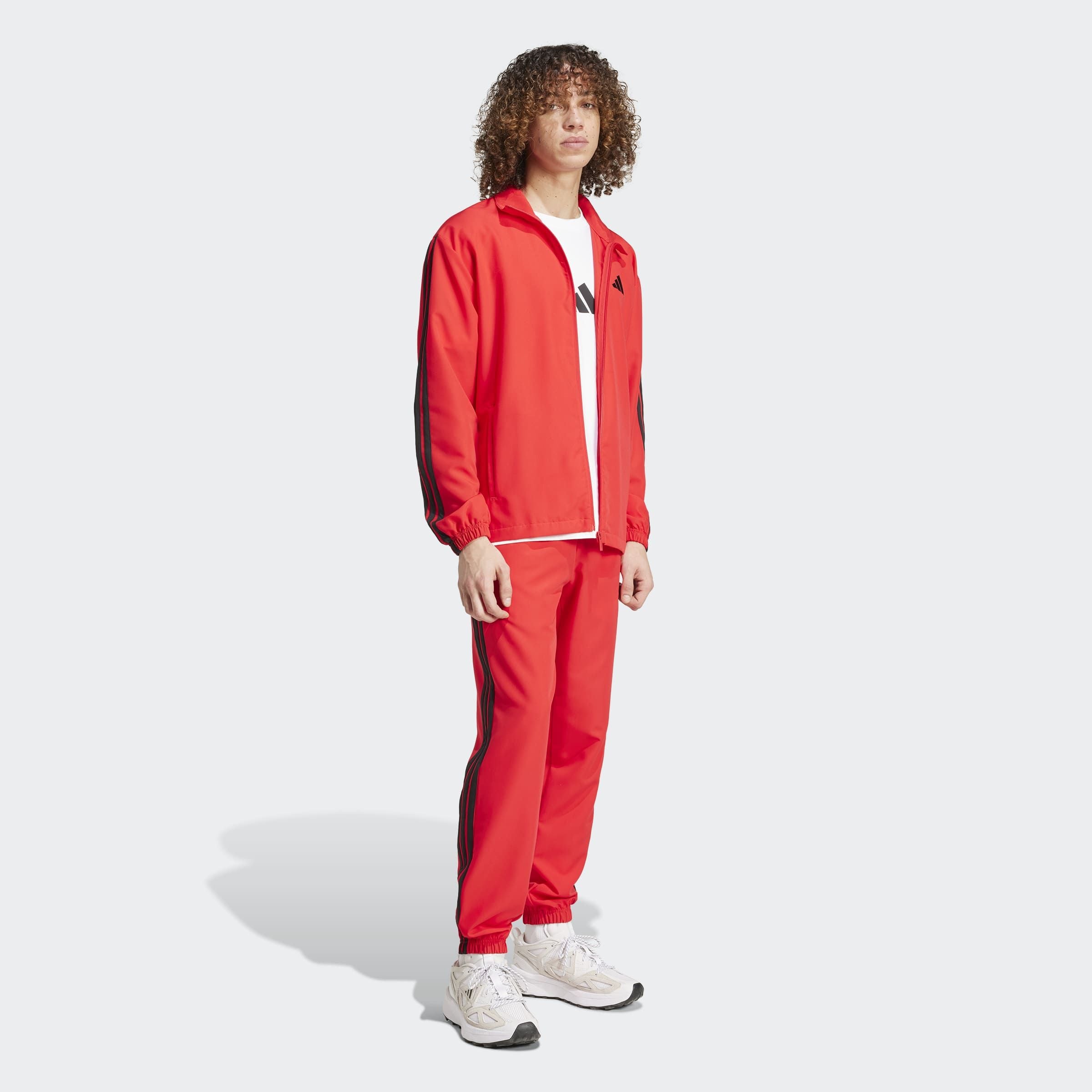 adidas Sportswear Trainingsanzug "3-STREIFEN WOVEN" 2 Stk. zweiteiliges Set, aus Polyester, mit durchgehendem Reißverschluss