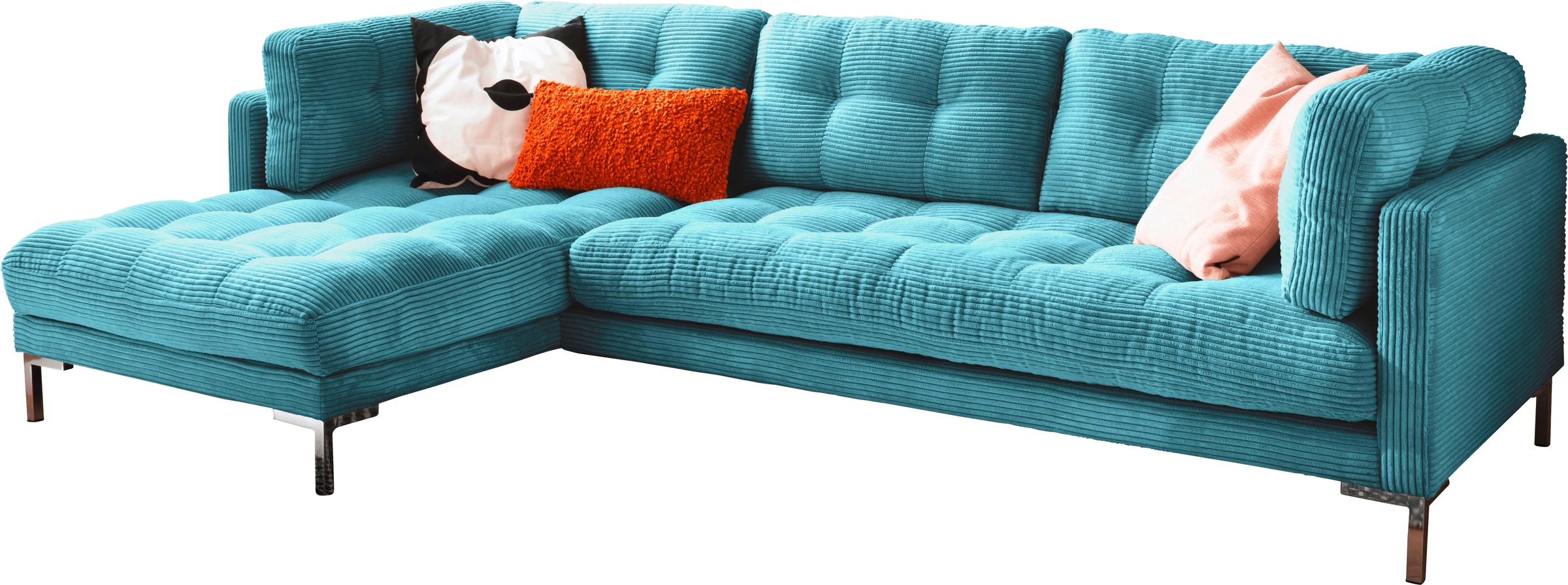 Trends by HG Ecksofa "Landau L-Form" in Cord-Stoff mit Metallfuß günstig online kaufen