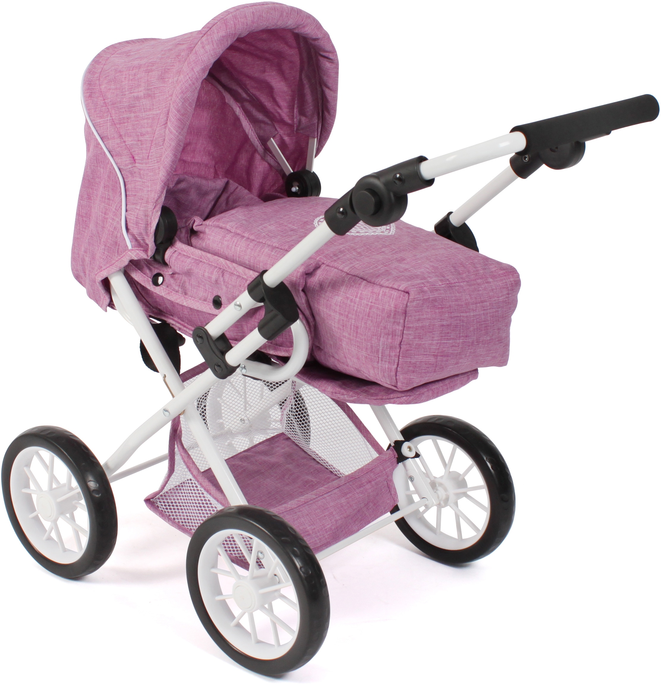 Kombi-Puppenwagen »Leni, Jeans Pink«, mit herausnehmbarer Tragetasche