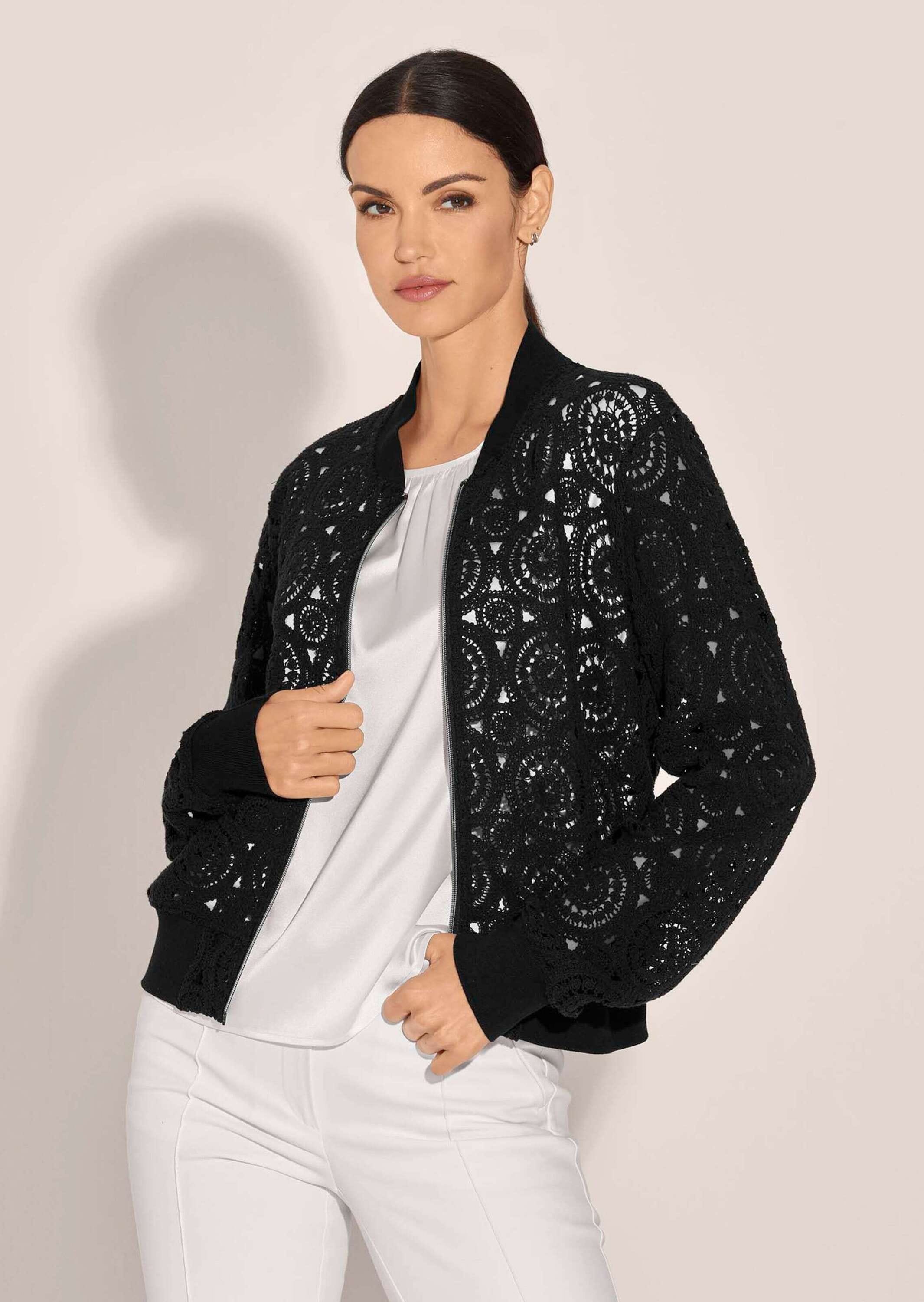 MADELEINE Blouson »Spitzenjacke Kurzer Blouson mit Spitze und Zipper«