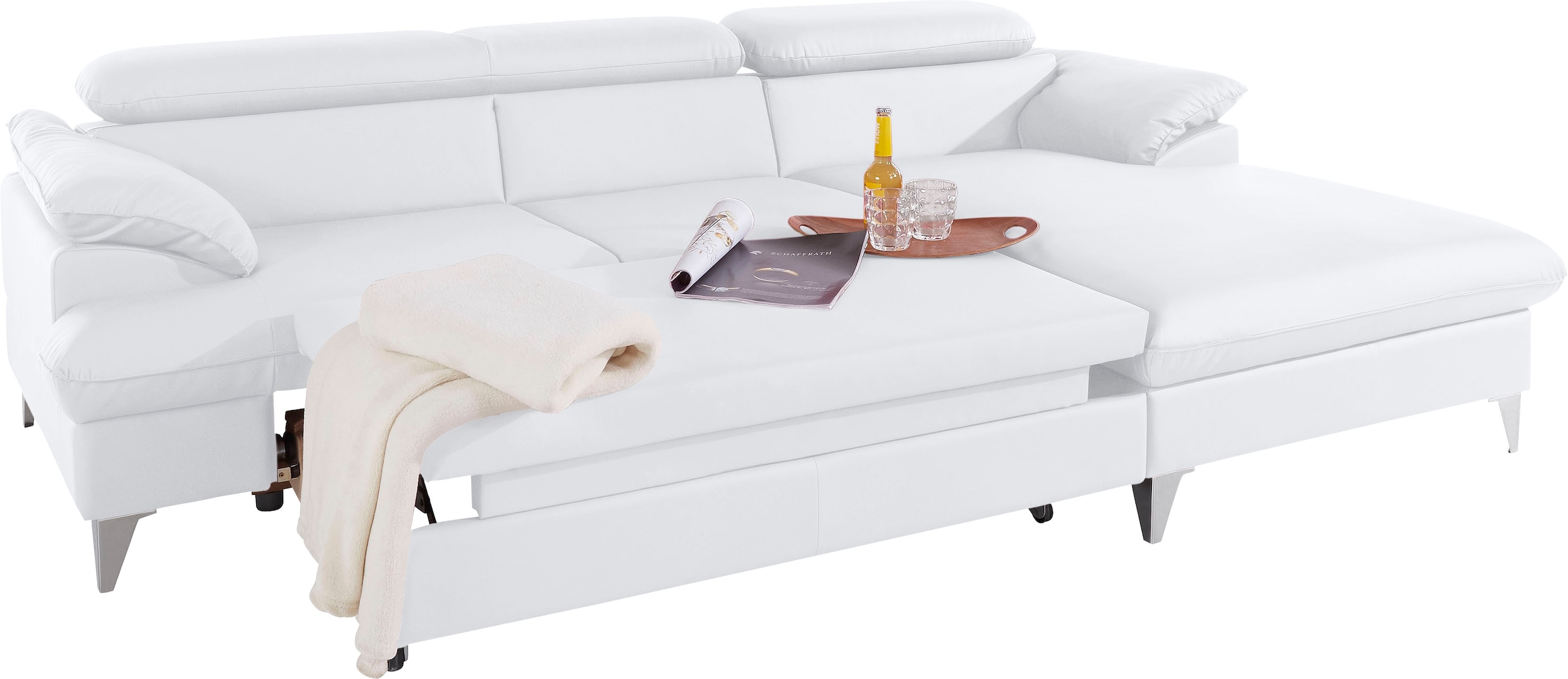 COTTA Polstergarnitur »Caluso L-Form«, (2 tlg.), Set bestehend aus: Ecksofa mit Kopfteilverstellung & Hocker