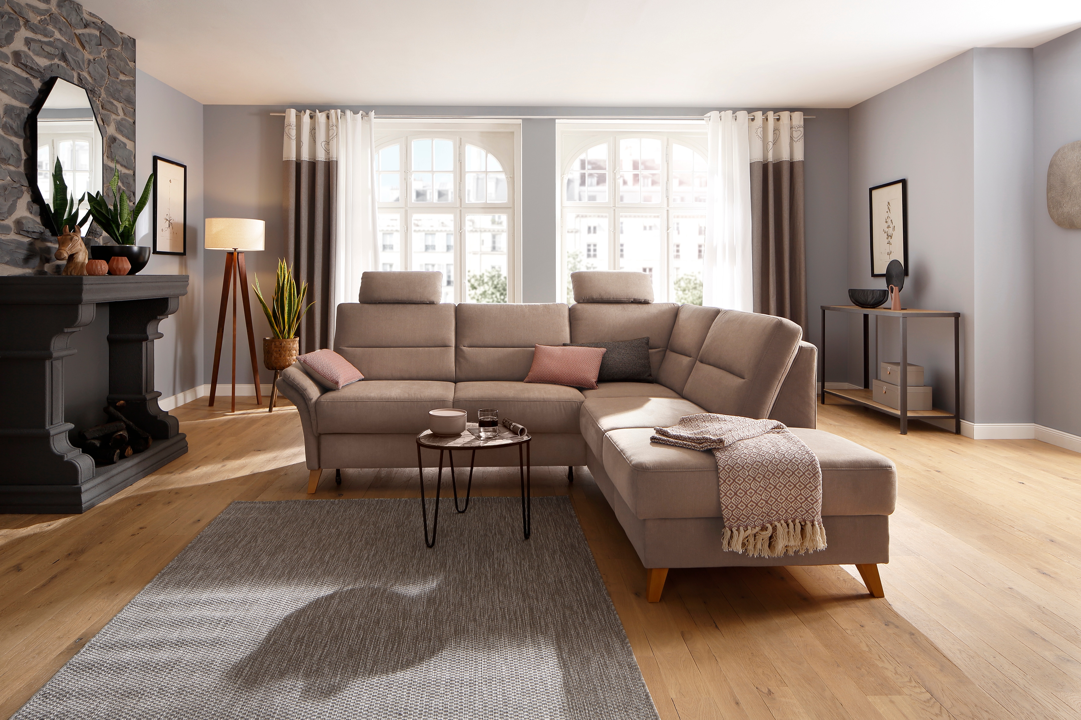 OTTO home Ecksofa "Westerland L-Form" Federkern-Polsterung, wahlweise mit Schlaffunktion, Bettkasten