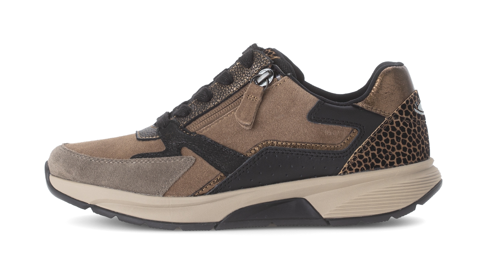 Gabor Rollingsoft Keilsneaker, Schnürer, Halbschuh, Freizeitschuh mit zusätzlichem Reißverschluss