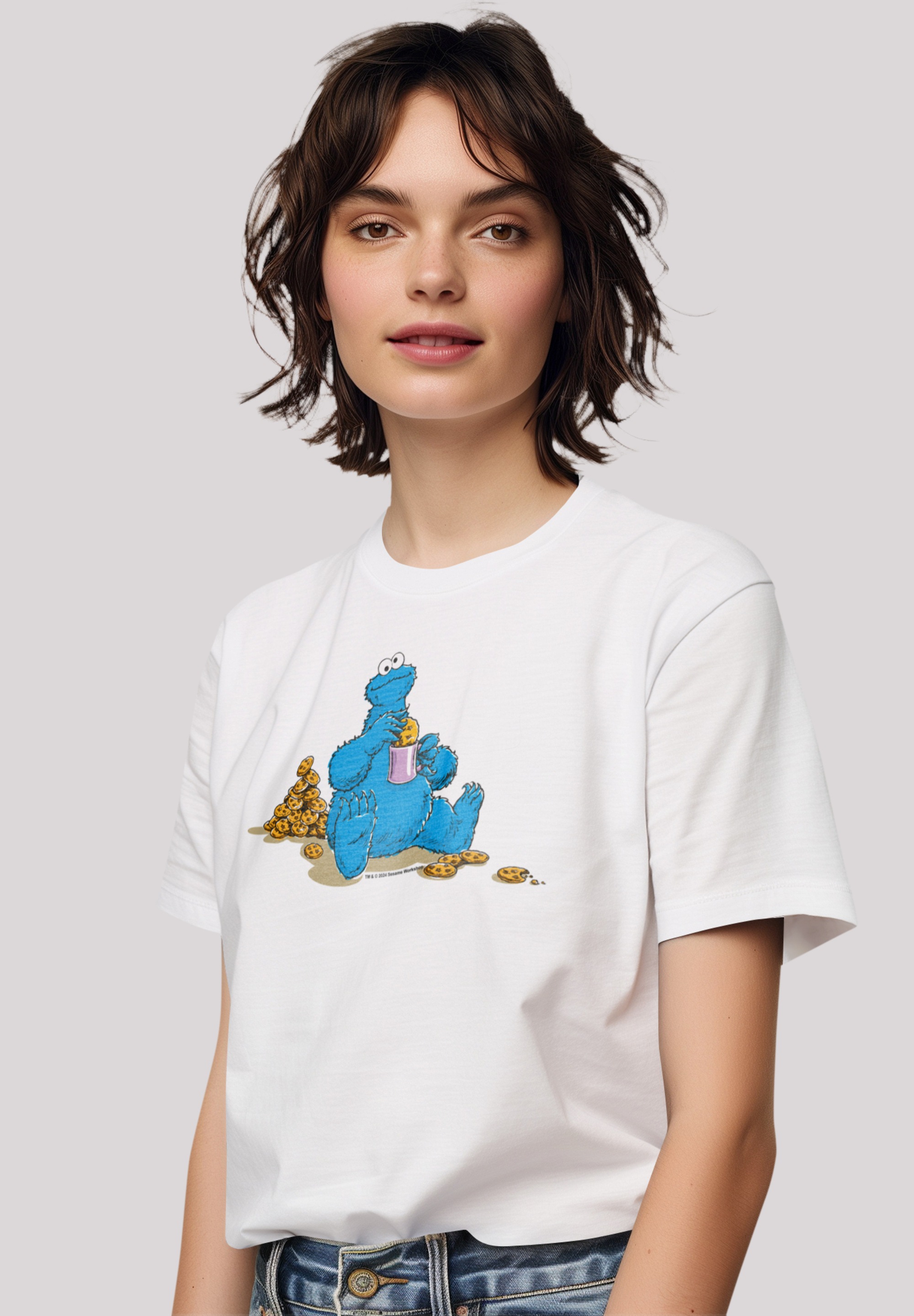 F4NT4STIC T-Shirt »Sesamstraße Cookie Monster Coockietime«, Premium Qualität
