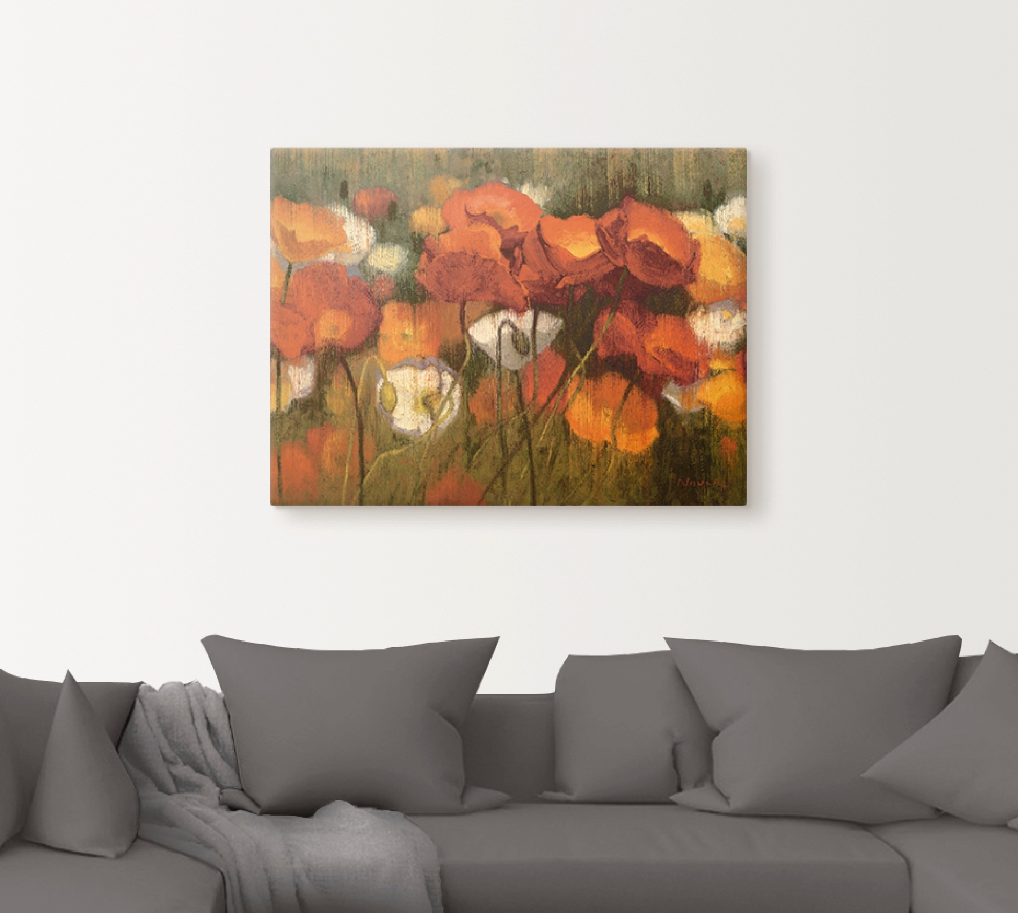Artland Leinwandbild "Das starke Rot II" Blumenwiese 1 Stk. tlg. als Leinwa günstig online kaufen