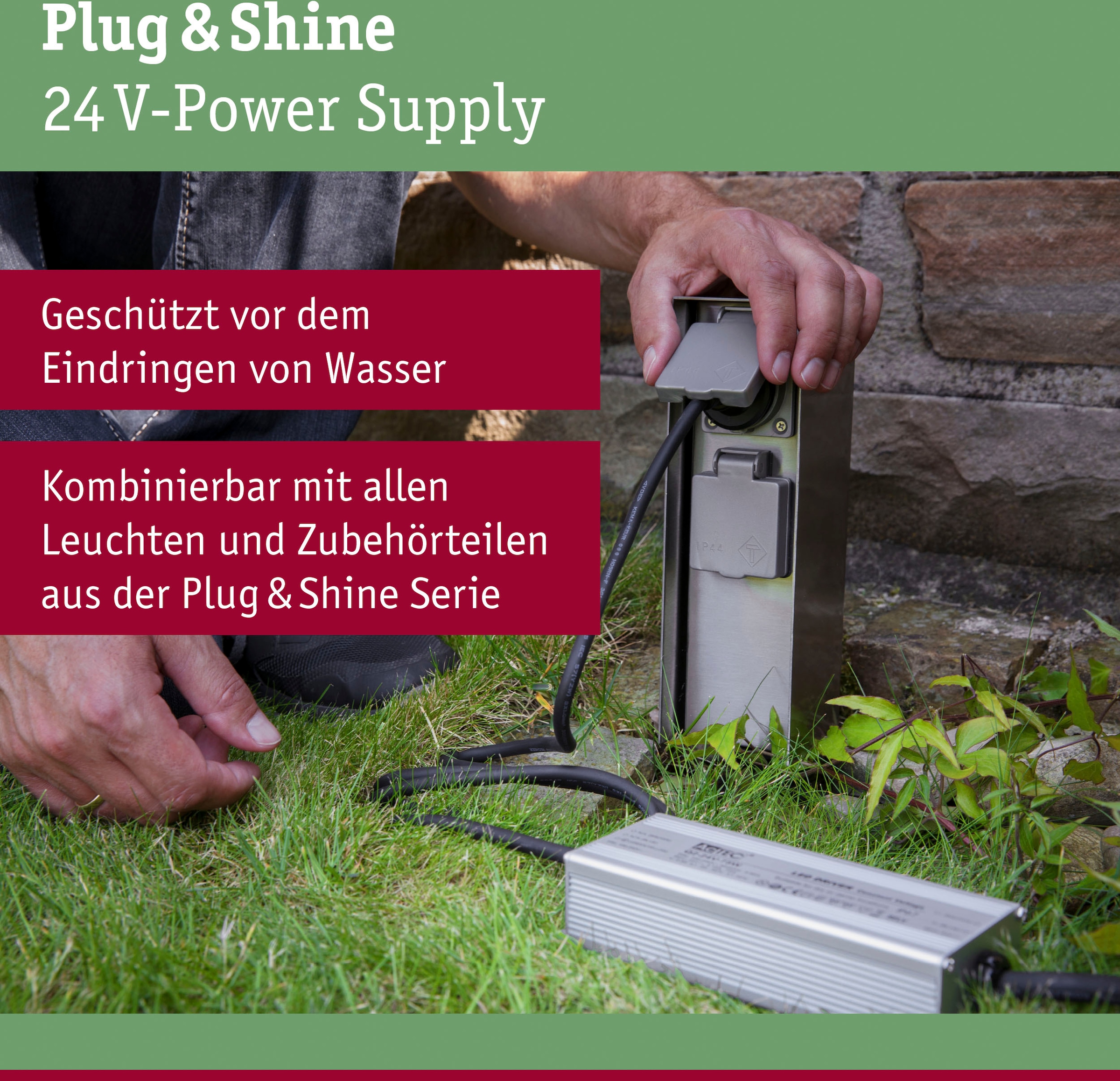 Paulmann Trafo »Outdoor Plug & Shine Power Supply Silber Alu«, (Packung, 1 St.), IP67 230/24V DC 75W