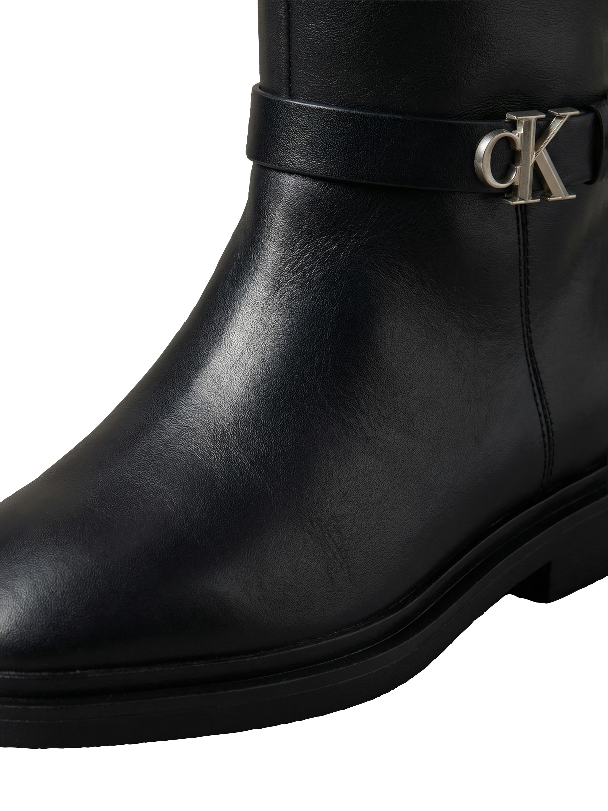 Calvin Klein Stiefel »SQUARE HIGH BOOT LTH MG HDW«  Langschaftstiefel mit CK-Schmucklogo