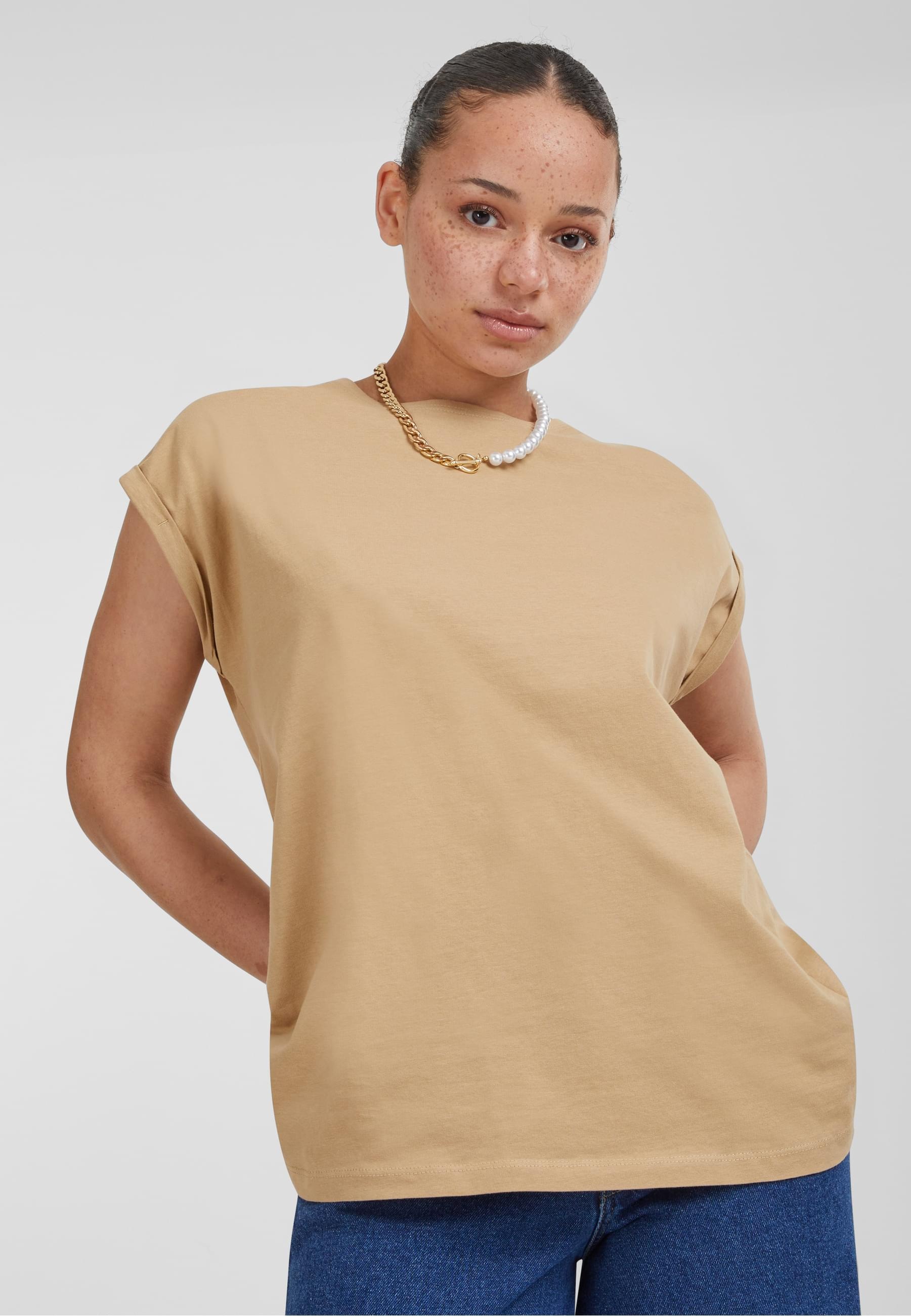 URBAN CLASSICS Kurzarmshirt »Urban Classics Damen Ladies Extended Shoulder Tee«, (1 tlg.)