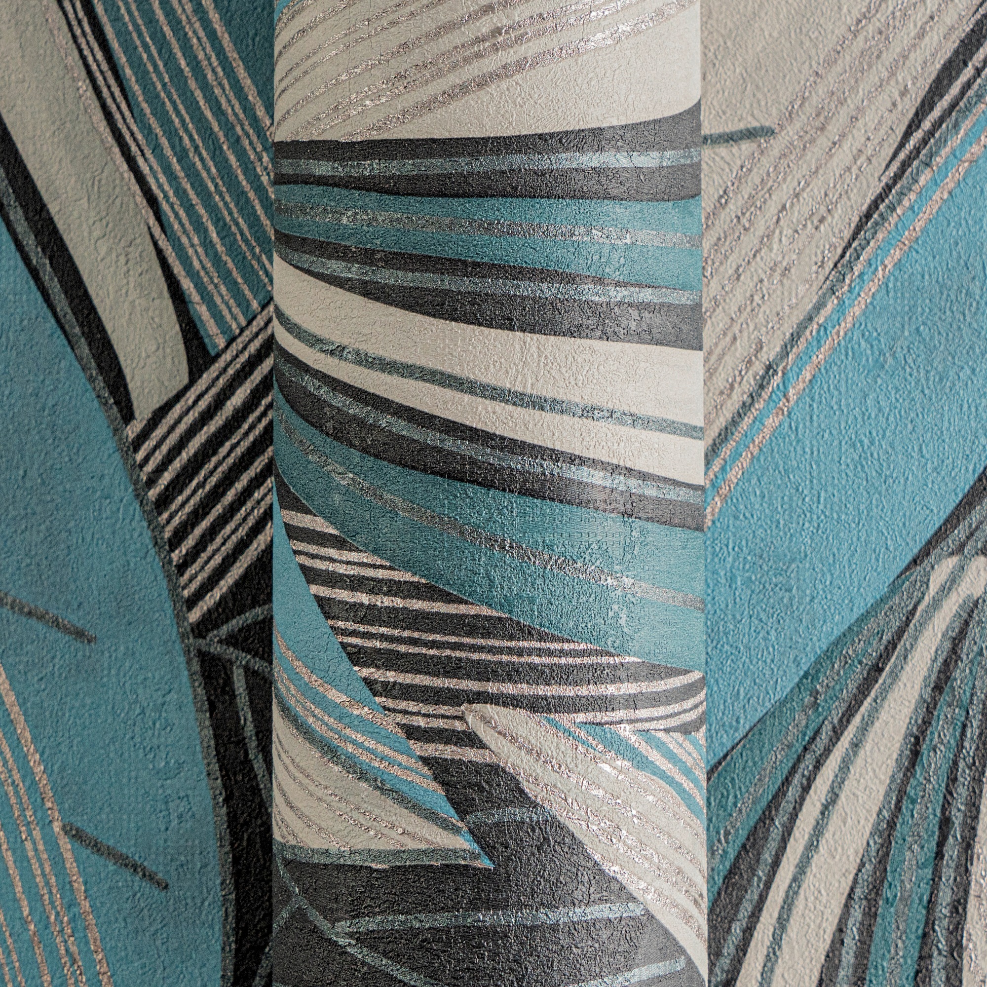 living walls Vliestapete »Dschungel-Tapete Türkis bunt strukturiert tropisch« botanisch strukturiert