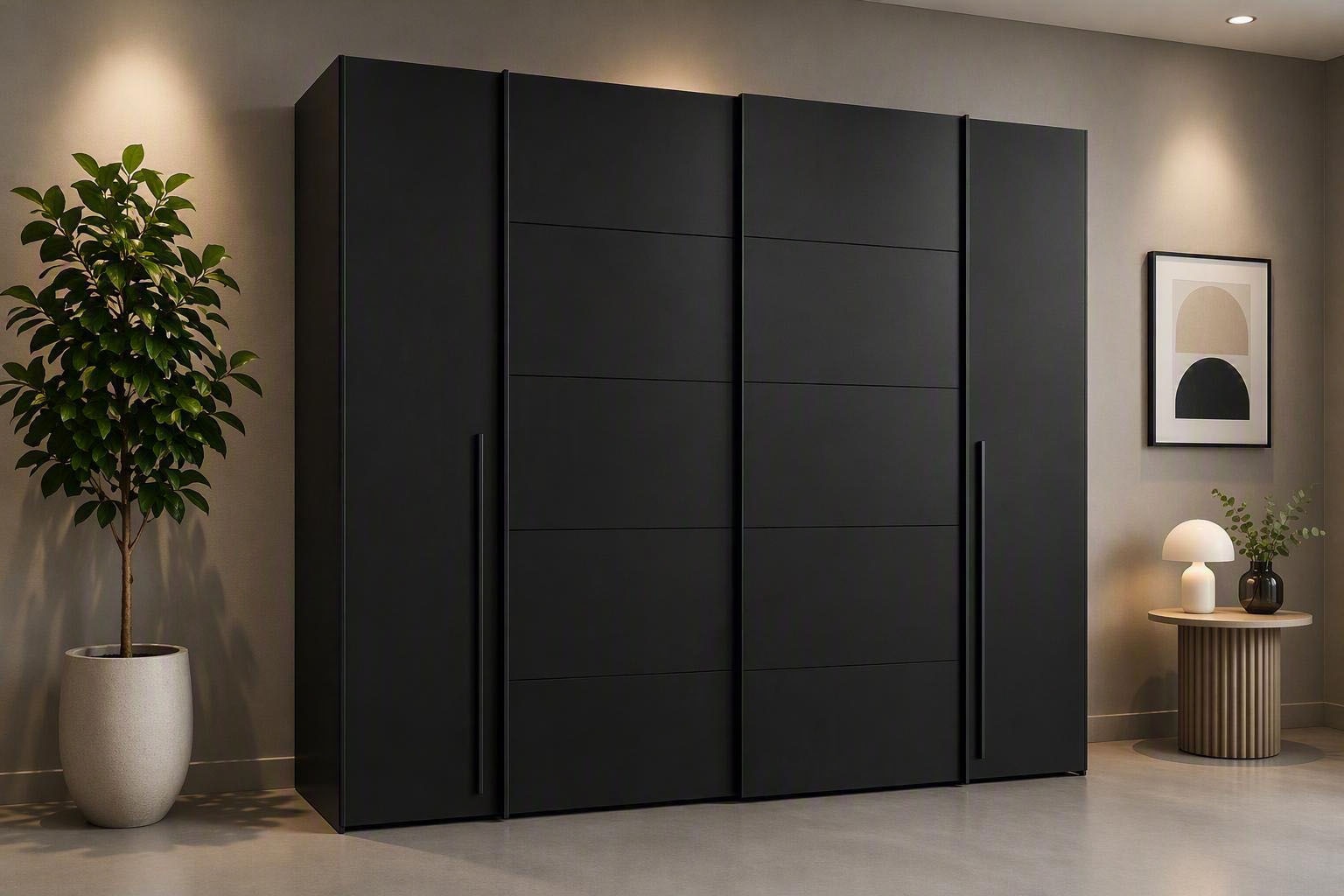 FORTE Kleiderschrank "Narago, Kombischrank, modernes Design" B/H/T ca. 270/210/61cm, auch mit Premiumausstattung, gestalte die Schwebetüren einfarbig oder 2 farbig, Made in Europe