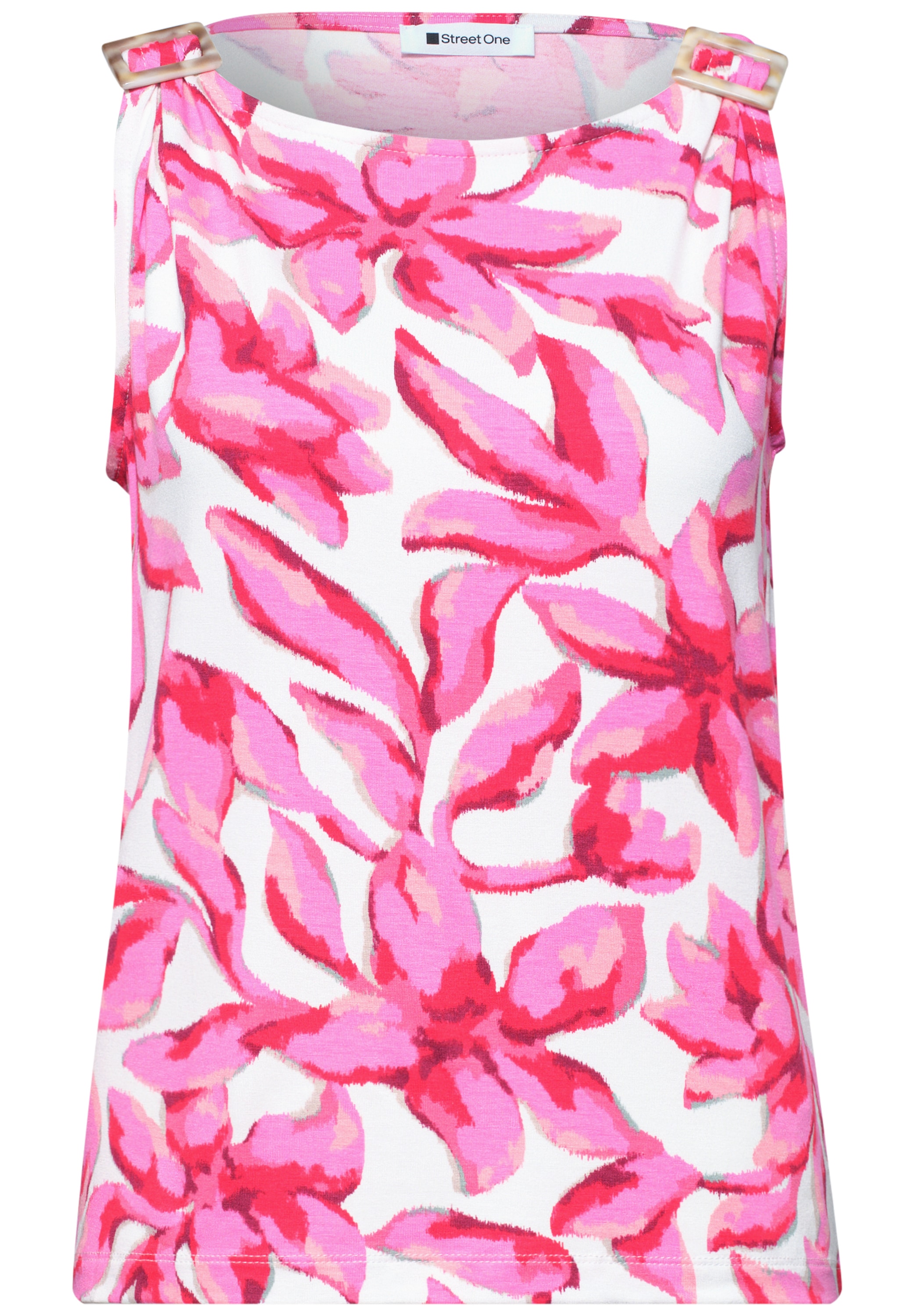 STREET ONE Shirttop Sommer top in Blumen-Optik und mit Schulterdetail