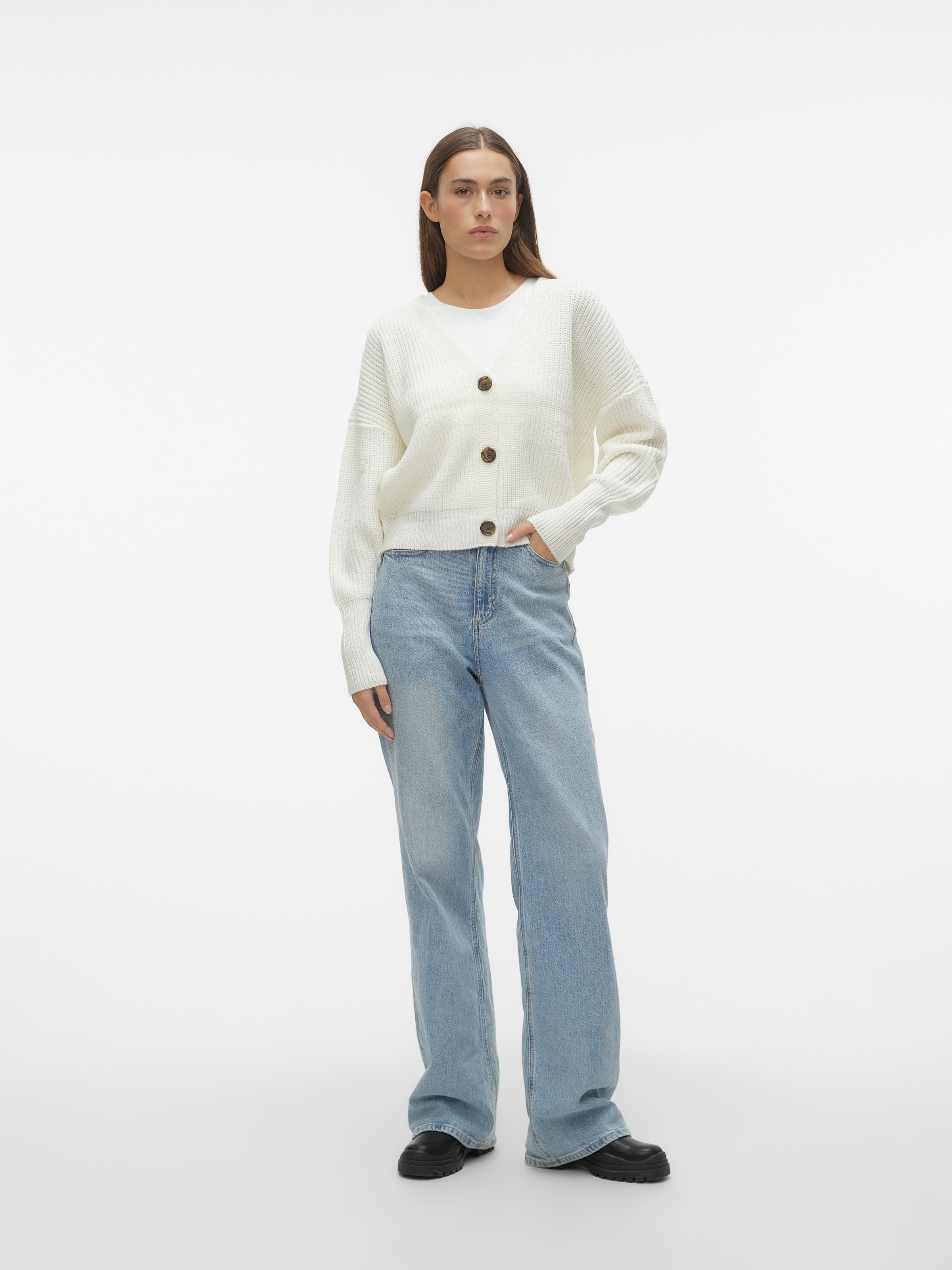 Vero Moda VMLEA LS V-Neck Cuff Cardigan NOOS Blanc L 3