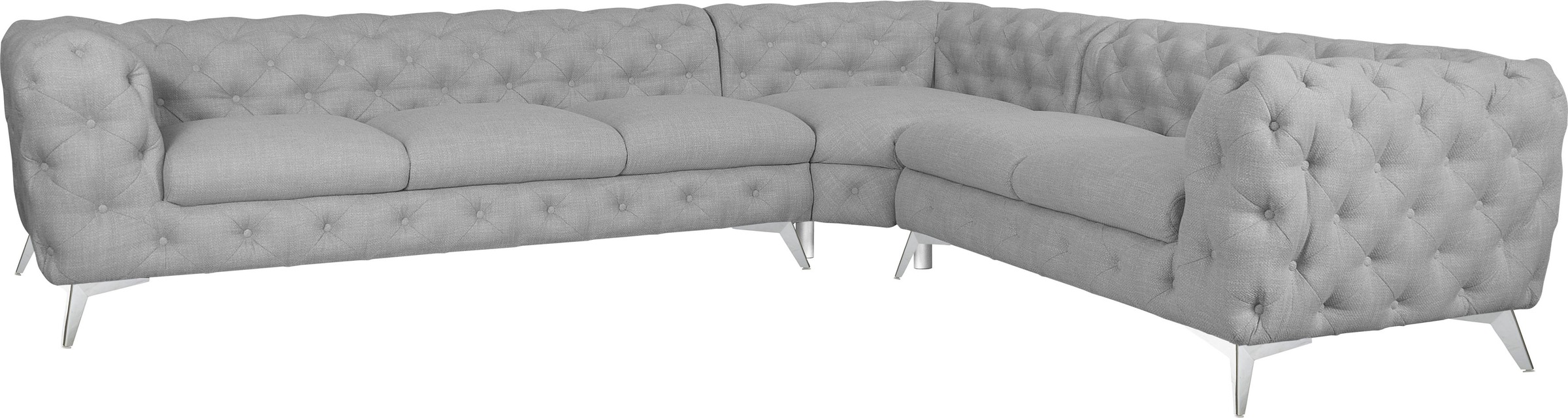 Thumbnail - Leonique Chesterfield-Sofa "Ecksofa GLYNIS L-Form mit Wellenunterfederung, Maße B/T/H 323/264/75cm", aufwändige Knopfhef...