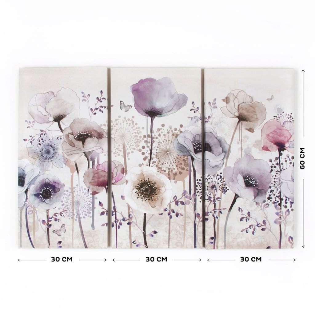 Art for the home Leinwandbild »Classic Poppy«, Blumen, (Set, 3 St.)