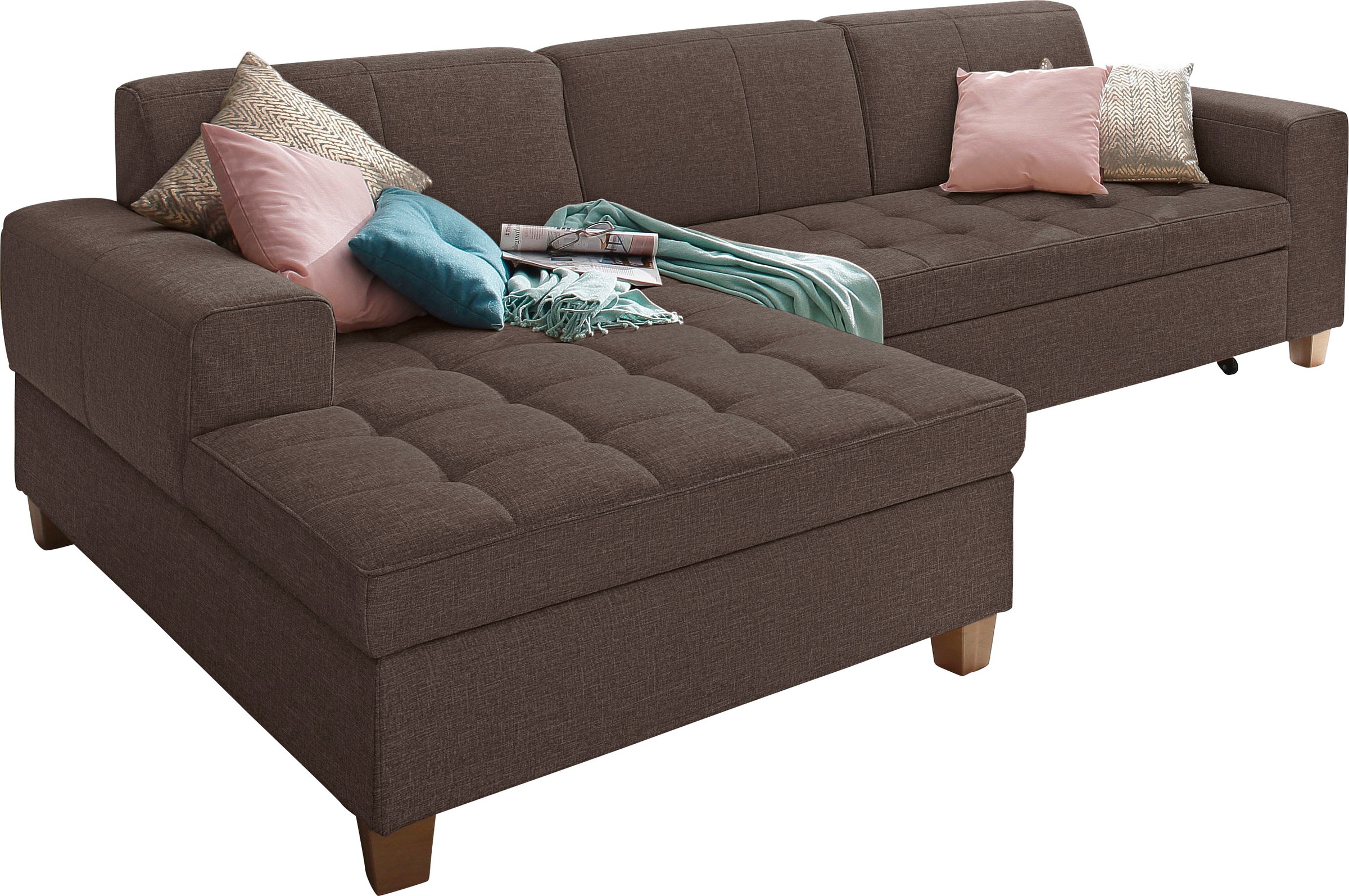 Home affaire Ecksofa "Corby L-Form" wahlweise mit Bettfunktion, Steppung au günstig online kaufen