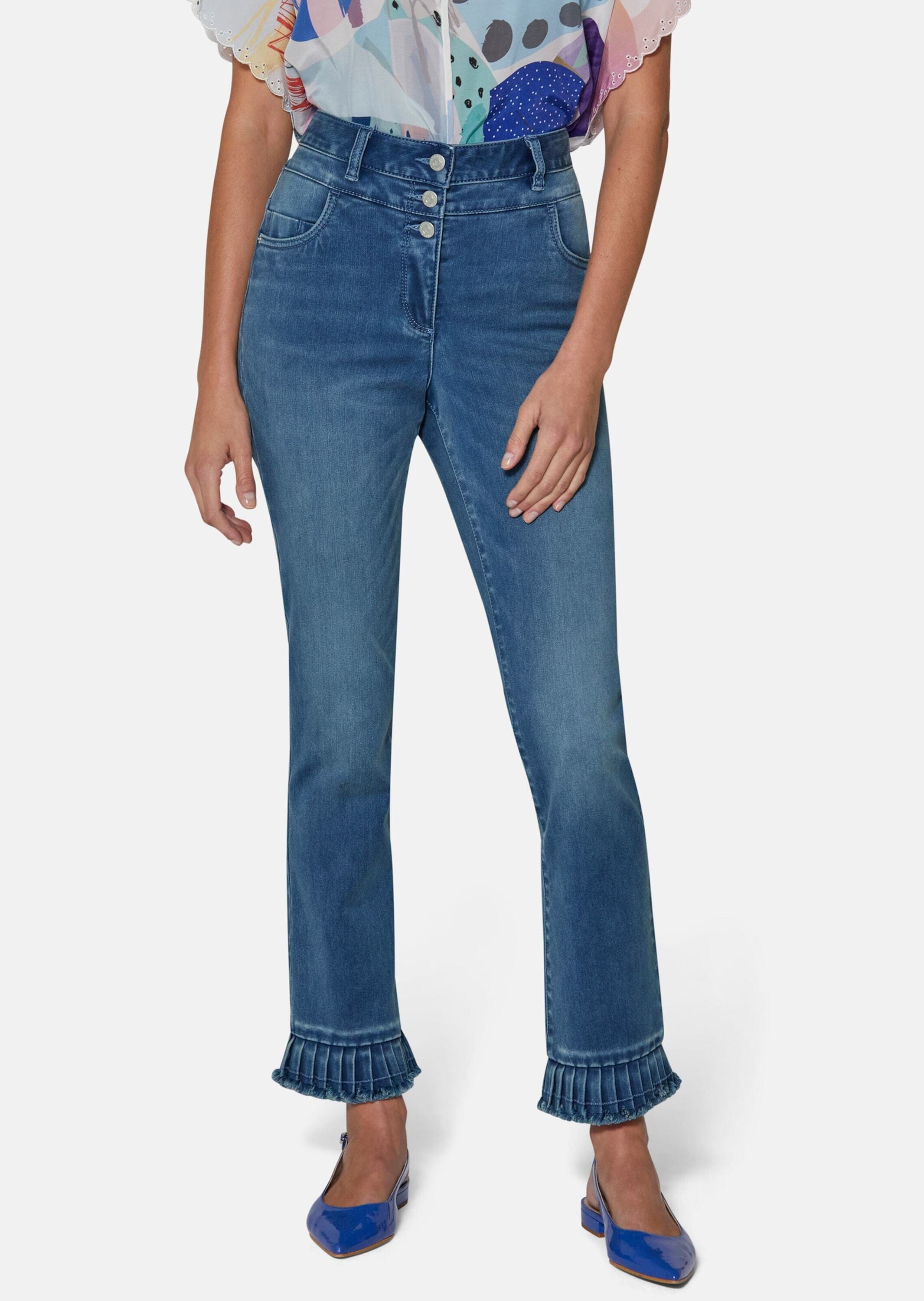 MADELEINE Regular-fit-Jeans »Jeans Jeans mit Plissee-Saum«