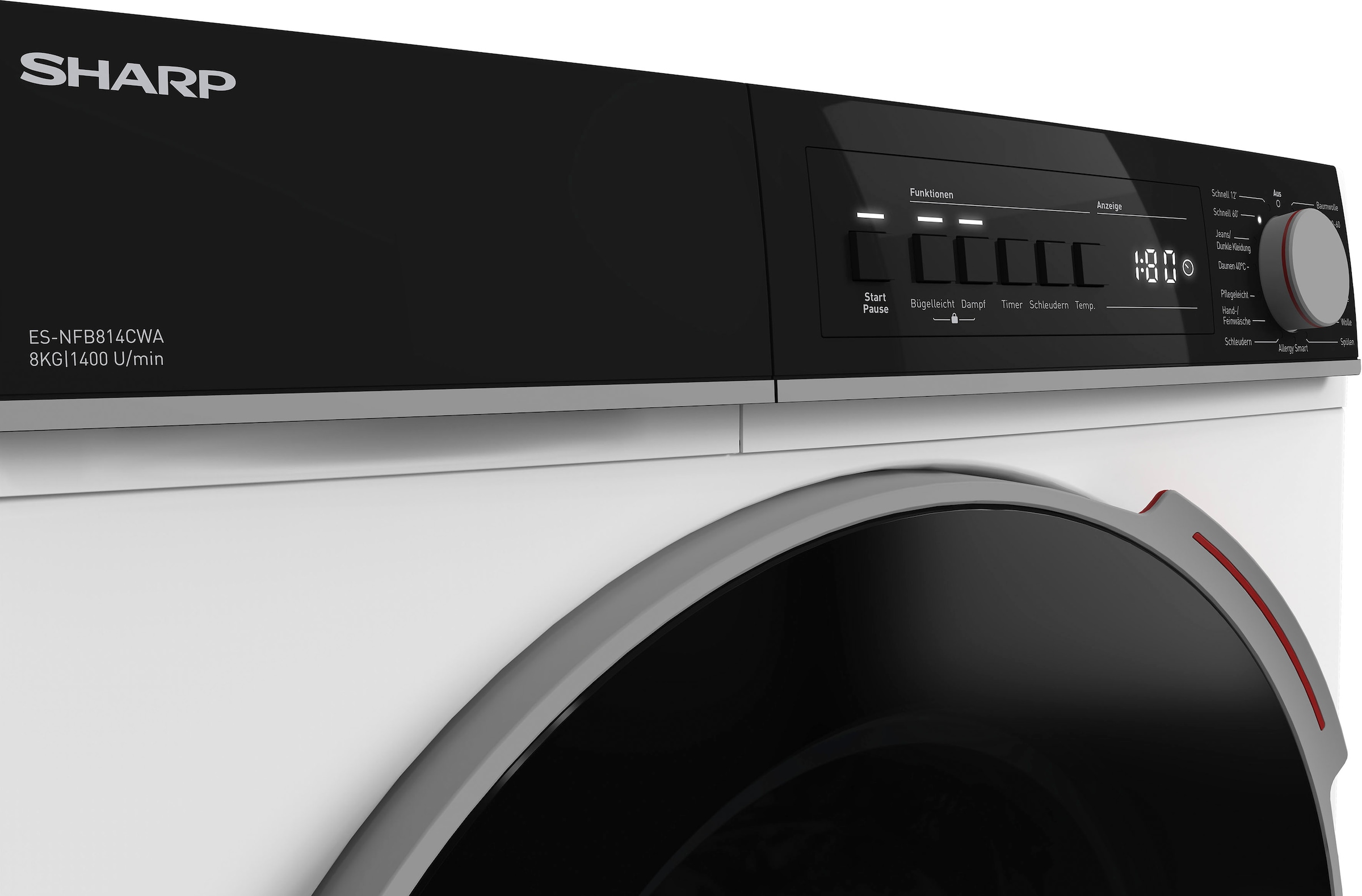 Sharp Waschmaschine »ES-NFB814CWA-DE«, 8 kg, 1400 U/min