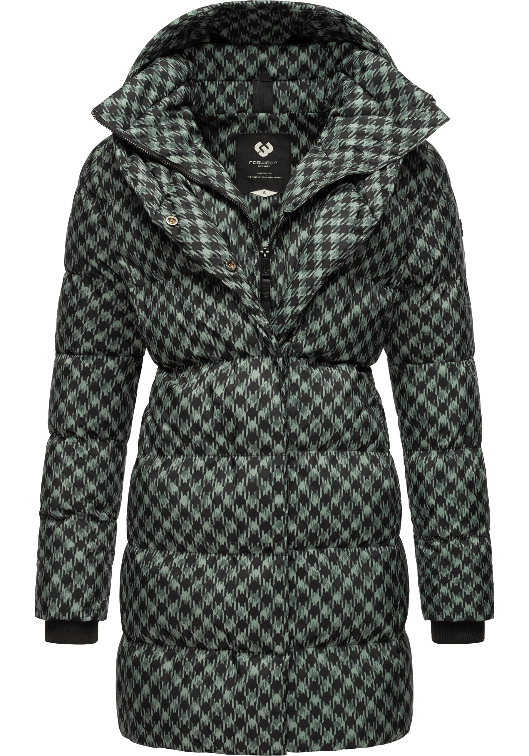 Ragwear Steppmantel »Niara Print«, wasserdichter Mantel mit angesagtem Hahnentritt Muster
