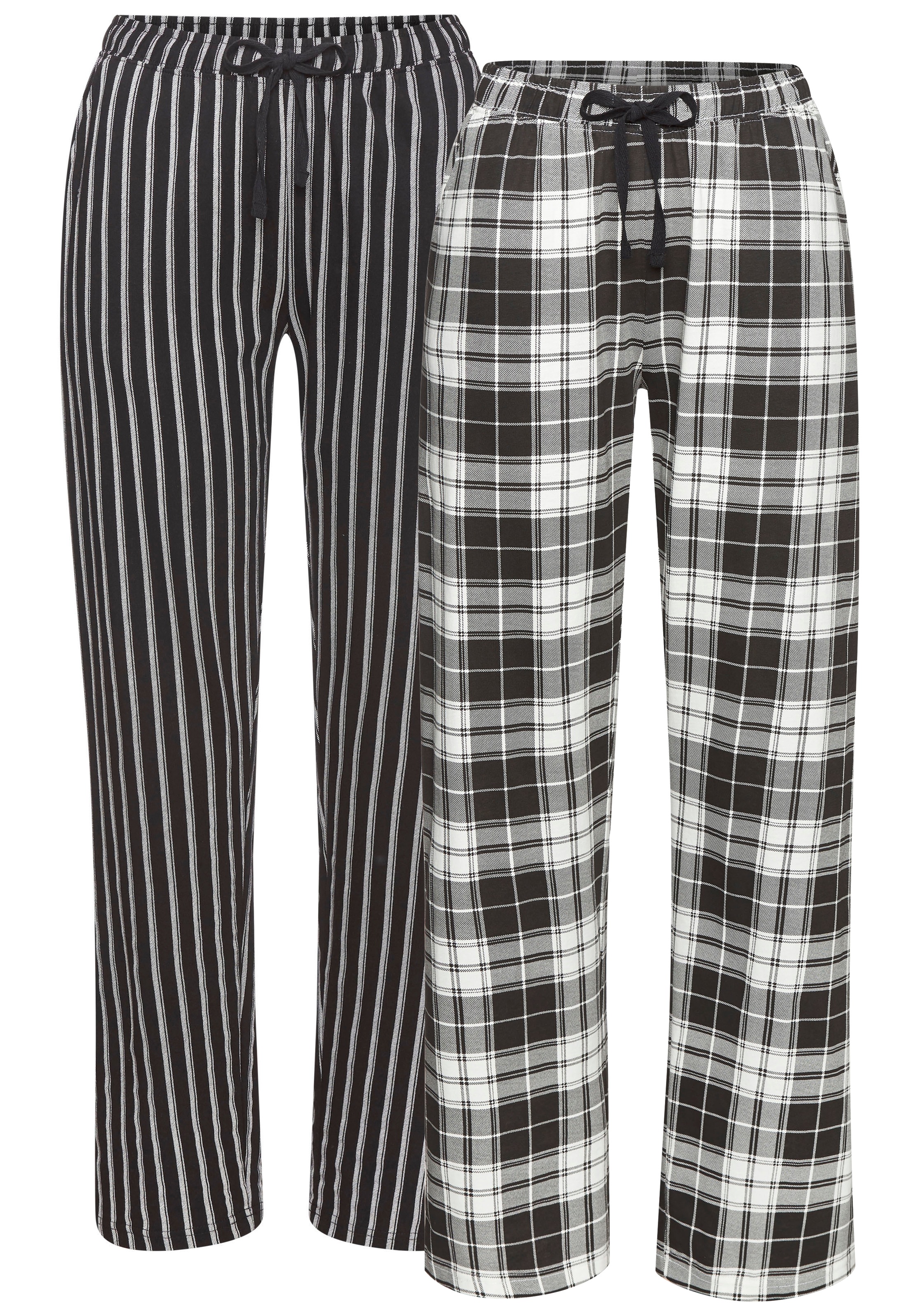 Vivance Dreams Pyjamahose, (Packung, 2 tlg.), Mit Streifen und Karos günstig online kaufen