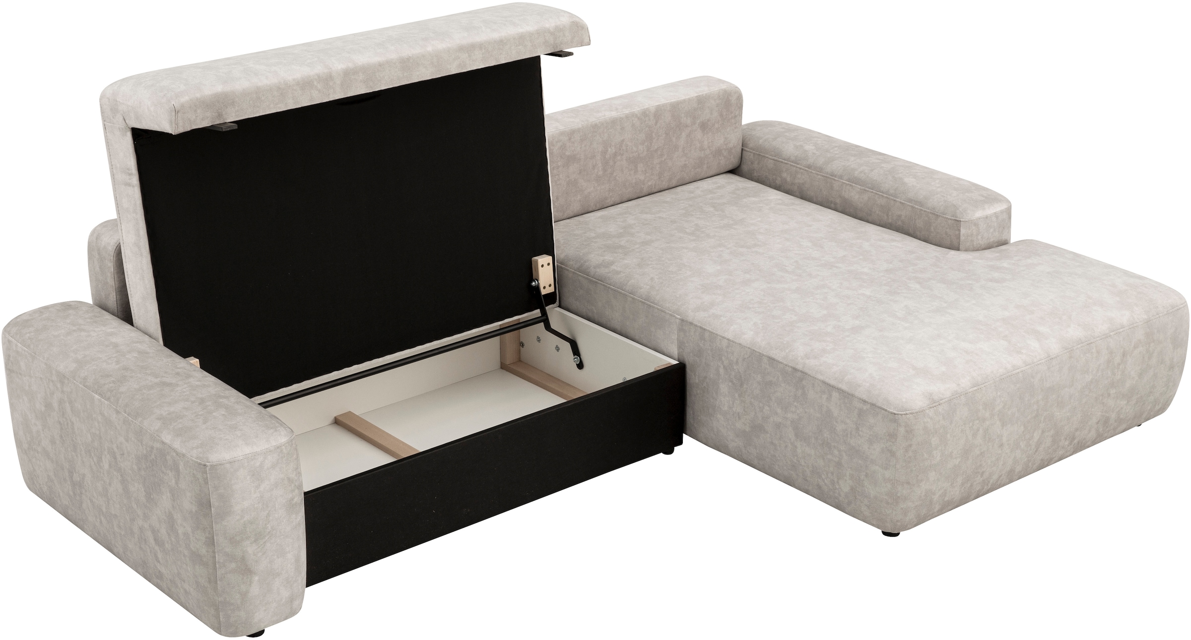 INOSIGN Ecksofa »TORGE (264cm), Schlafsofa in Cord, Samtvelours o Struktur fein, L-Form«, Schlaffunktion, Bettkasten, Liegefläche: 125/210 cm