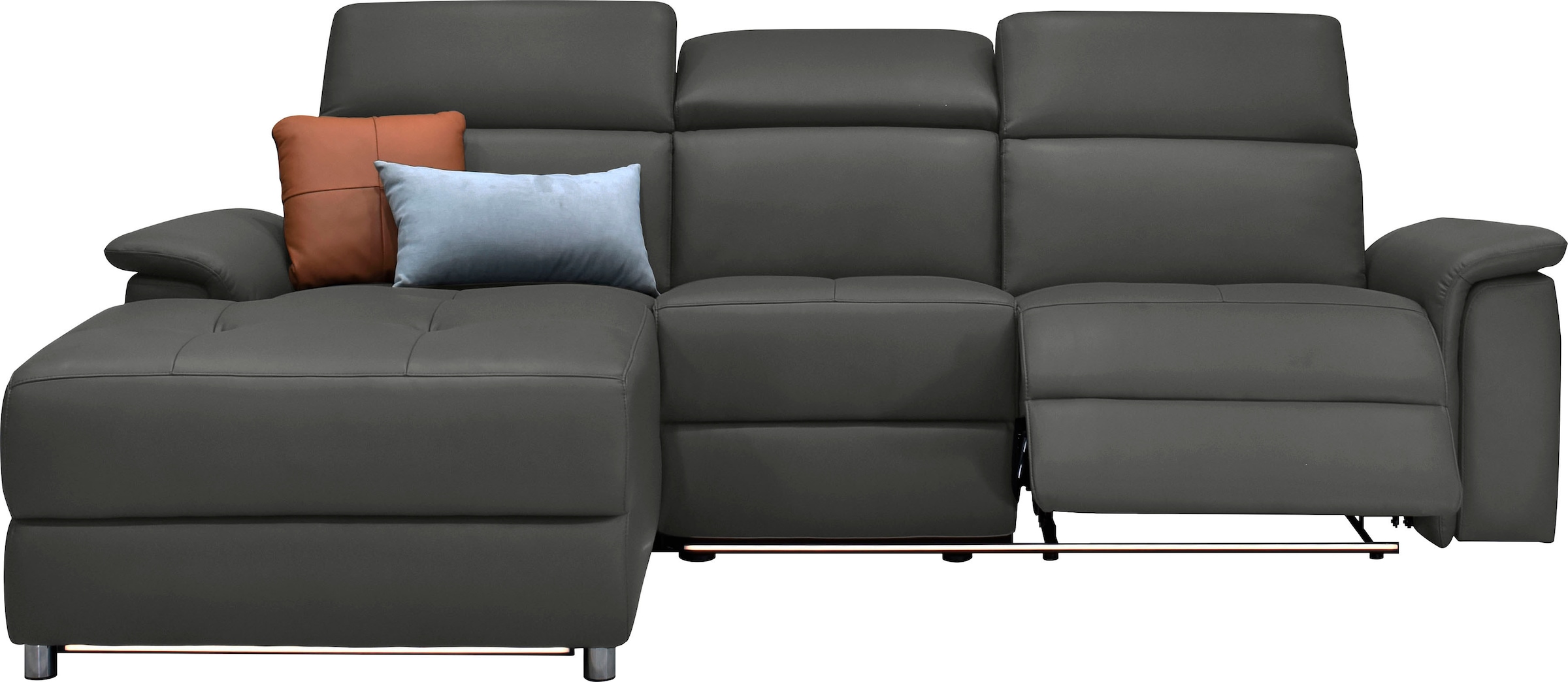 Places of Style Ecksofa »Pareli, L-Form, 259cm,m. Recamiere, Echtleder, Kunstleder, Webstoff«, man. o. elektr. Relaxfunktion, USB/Kopfteilverstellg u. LED