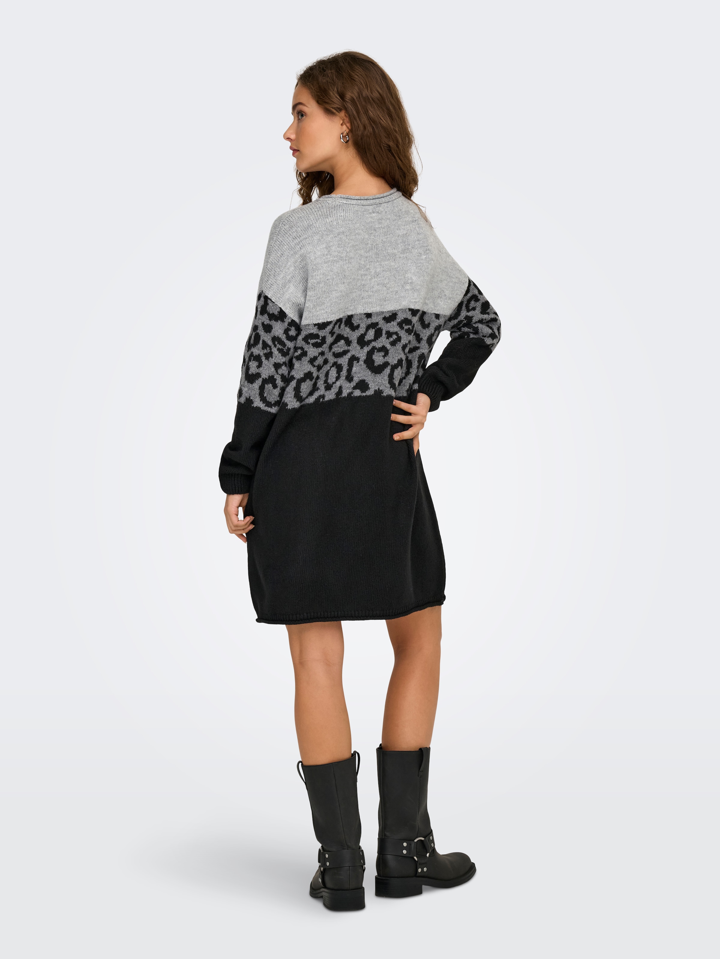 ONLY Strickkleid »ONLJADE PATTERN LS O-NECK DRESS RP KNT« Kunstfaser, regular fit