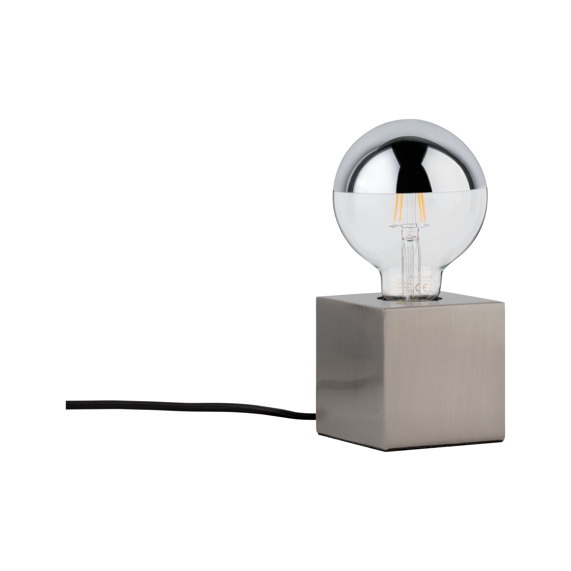 Paulmann LED Tischleuchte Kura Eisen gebürstet, max. 20W E27, E27, 1 St.