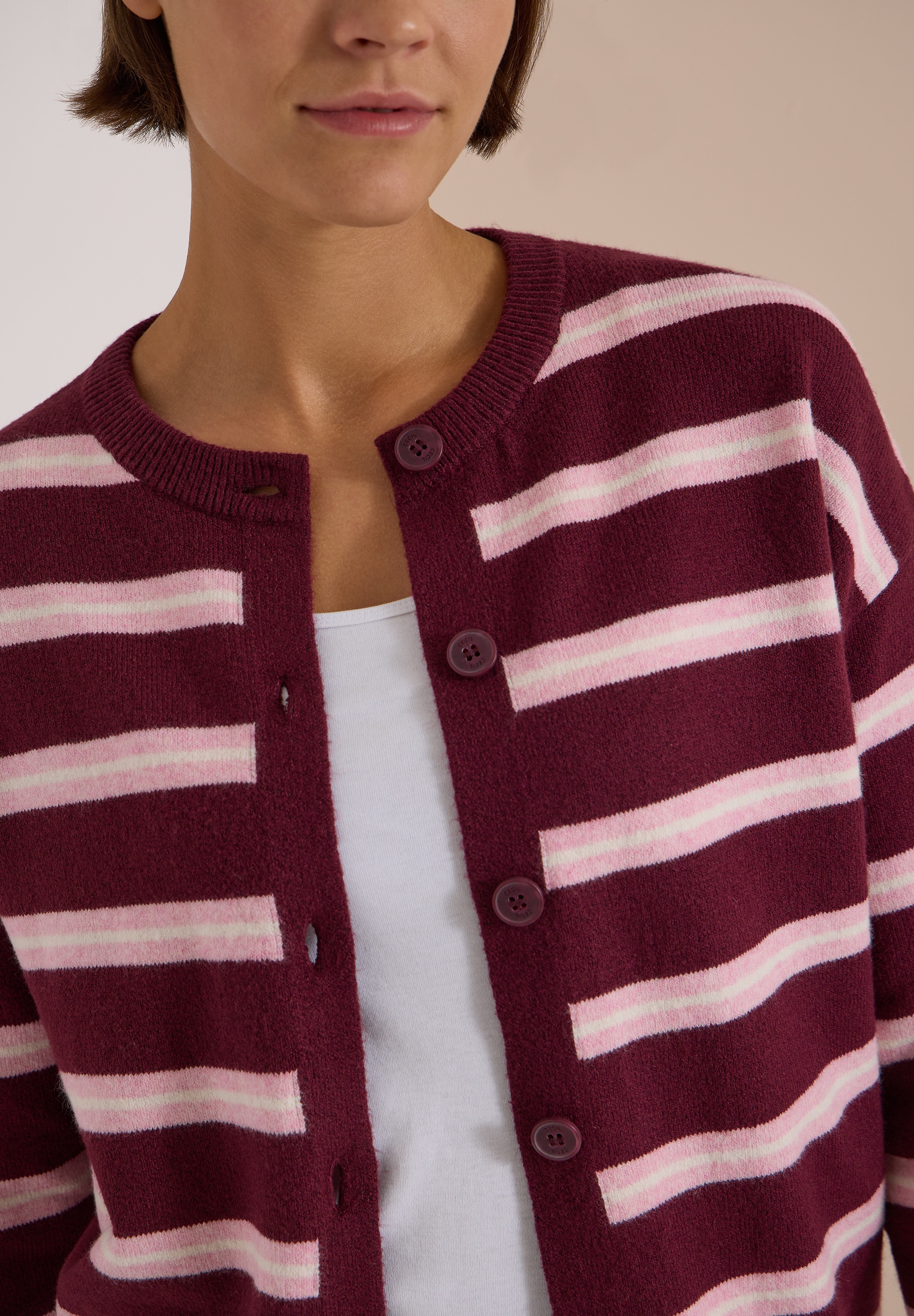 Cecil Cardigan mit Rundhals und Streifen