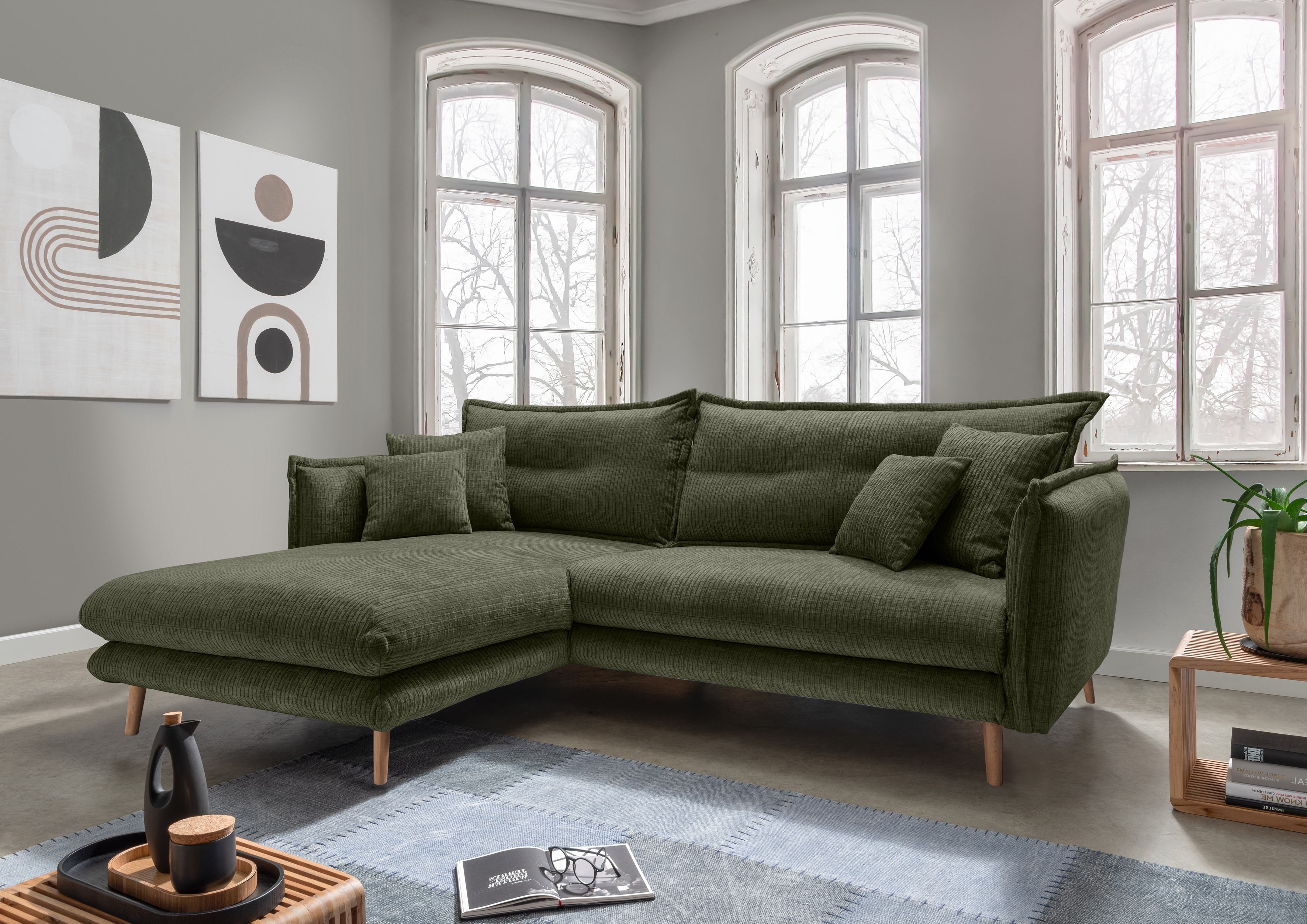Home affaire Ecksofa "Levke, 255 x 180 cm, modern und bequem" zwei verschiedene Fußfarben wählbar