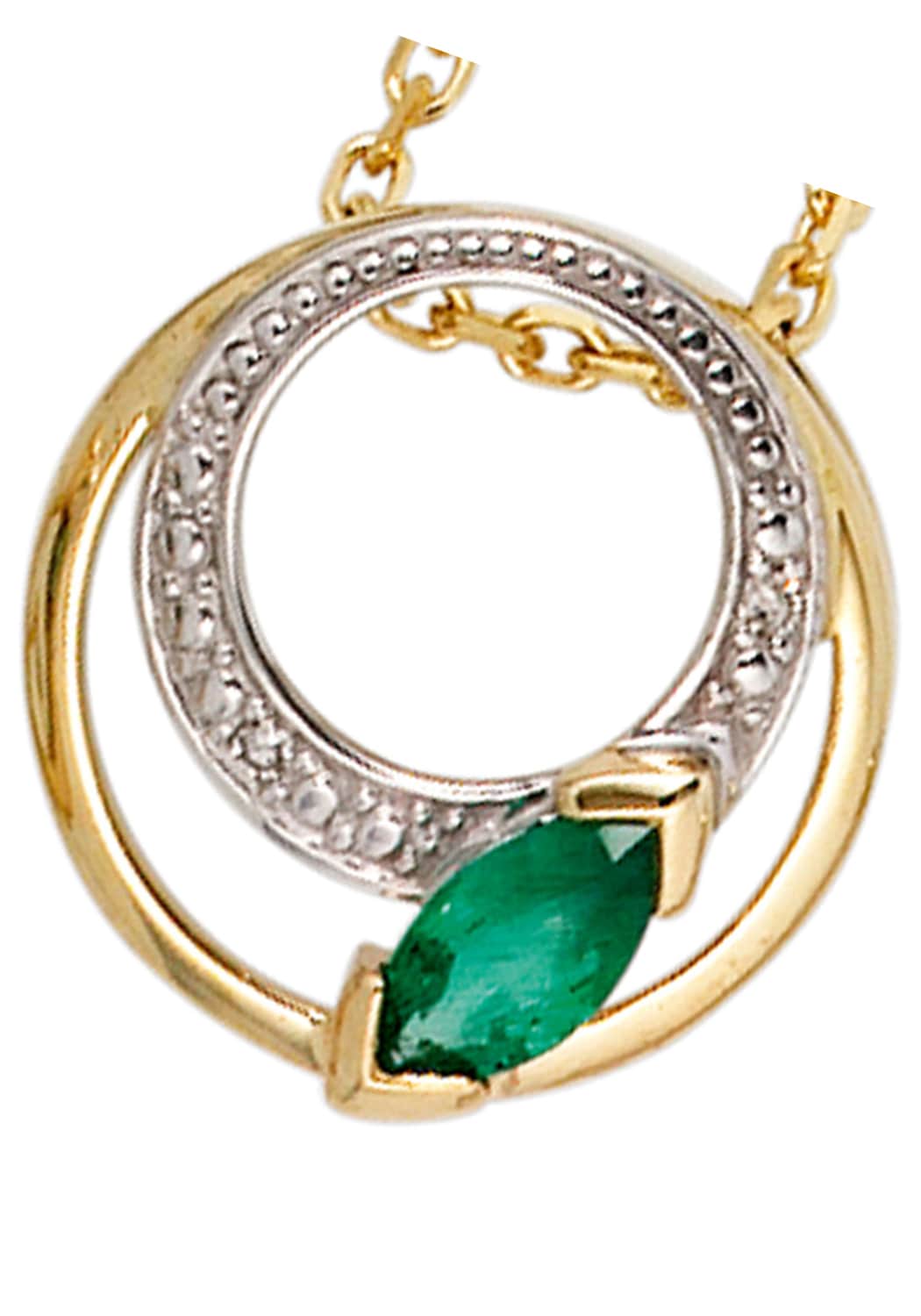 JOBO Kettenanhänger »Goldanhänger 13 mm«  585 Gold mit Smaragd und 2 Diamanten