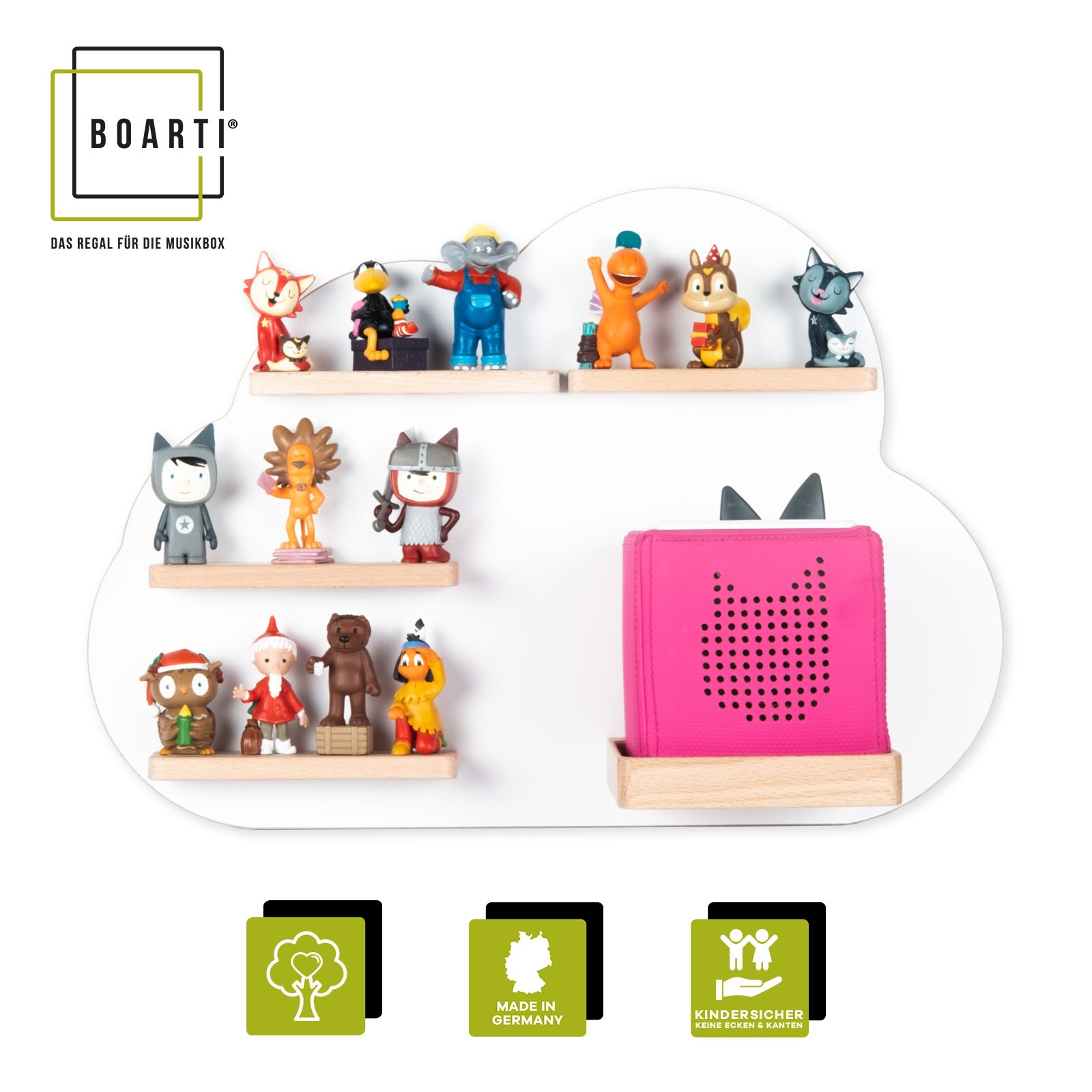 Boarti Wandregal »Regal Holz Wolke Kinder Toniebox Tonies Figuren«