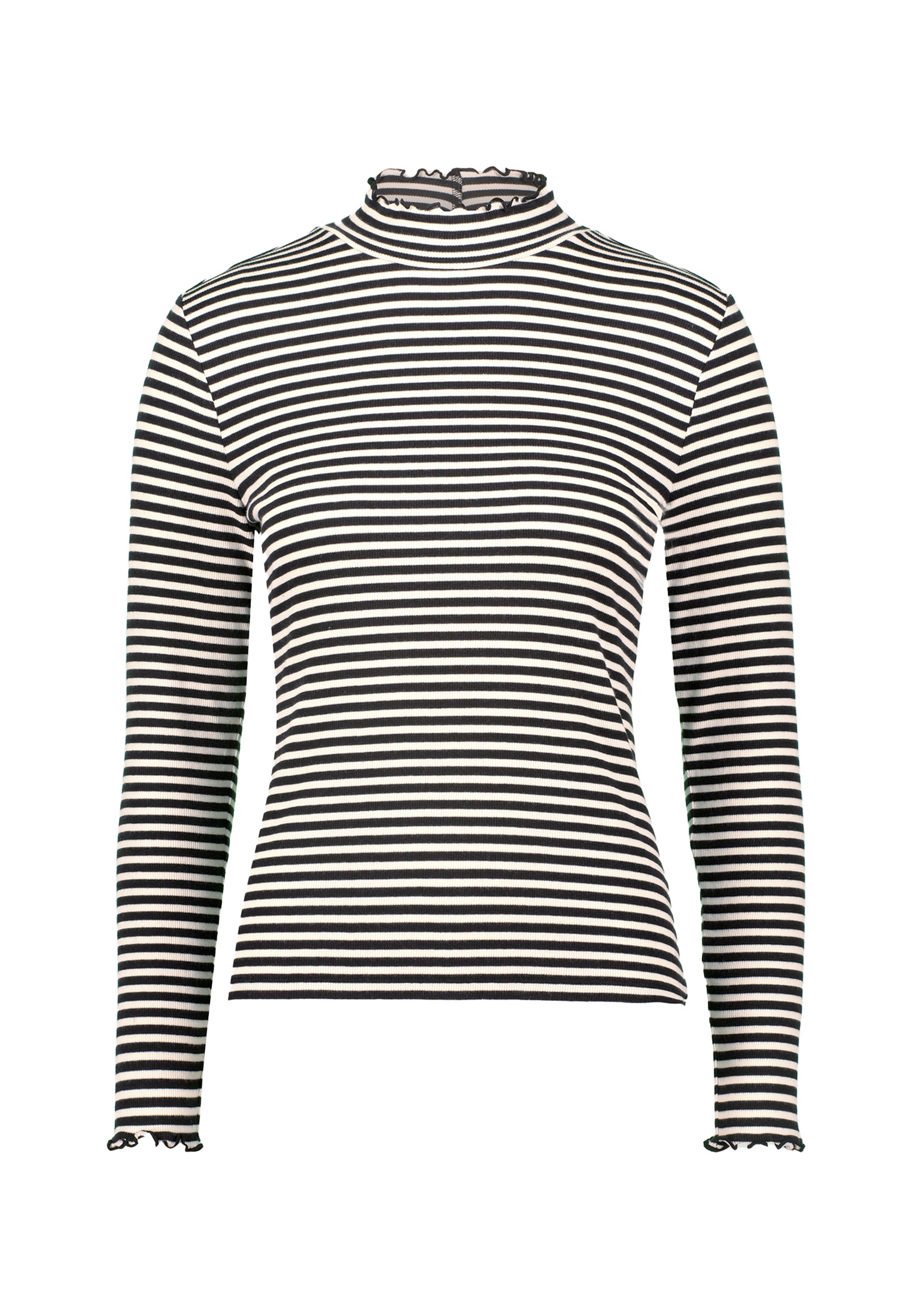 Zero Kurzarmshirt »zero Ringelshirt mit Stehkragen«, (1 tlg.), Rüschen