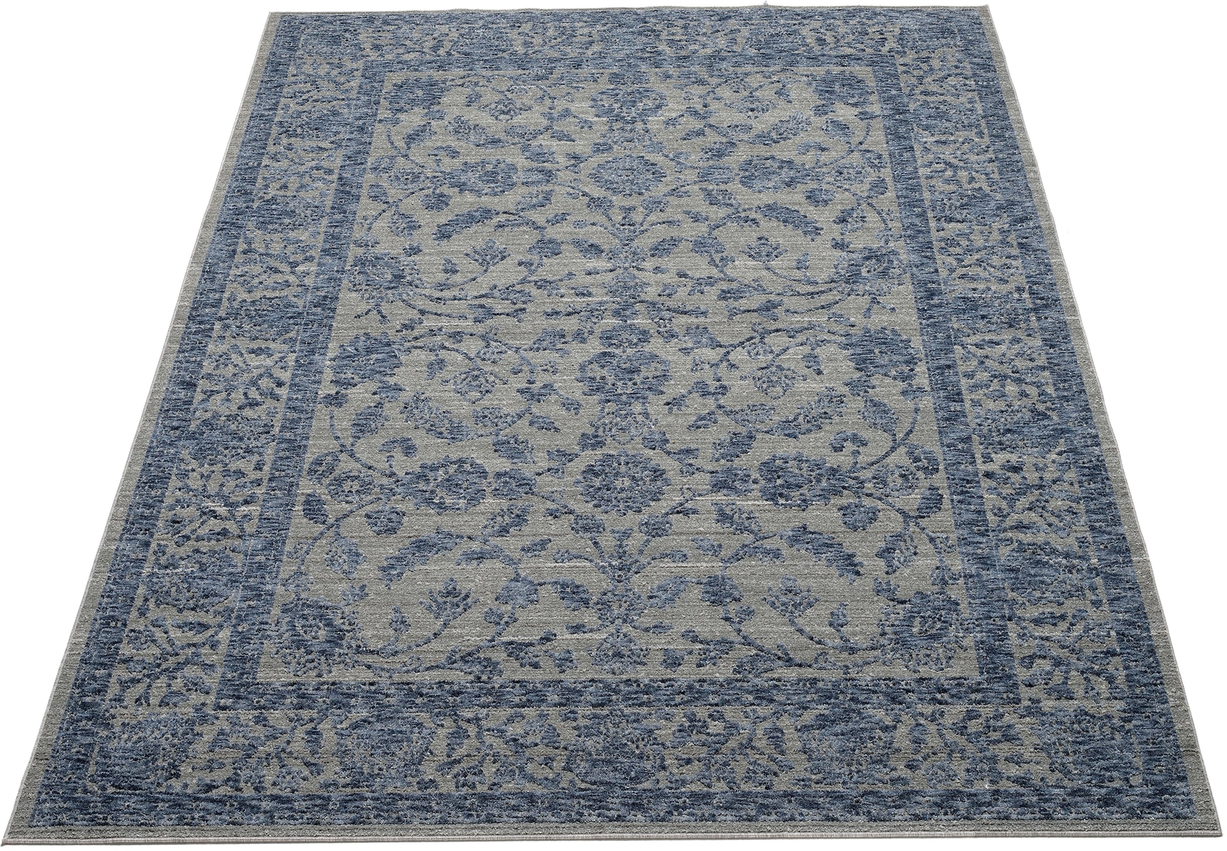 Teppich MUSTERRING "DENVER", grau (grau, blau), B:80cm H:8mm L:150cm, Polyester, Teppiche, Teppich, exlcusive MUSTERRING DELUXE COLLECTION