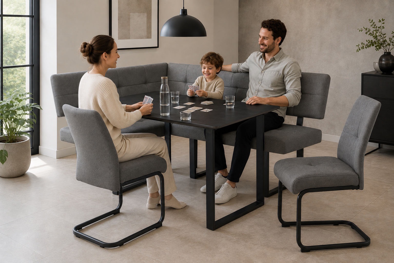 OTTO home Eckbankgruppe »Alabama« Spar-Set, 4 tlg. Sitzgruppe mit Federkern, 2 Freischwingern und Sinterstein-Tisch