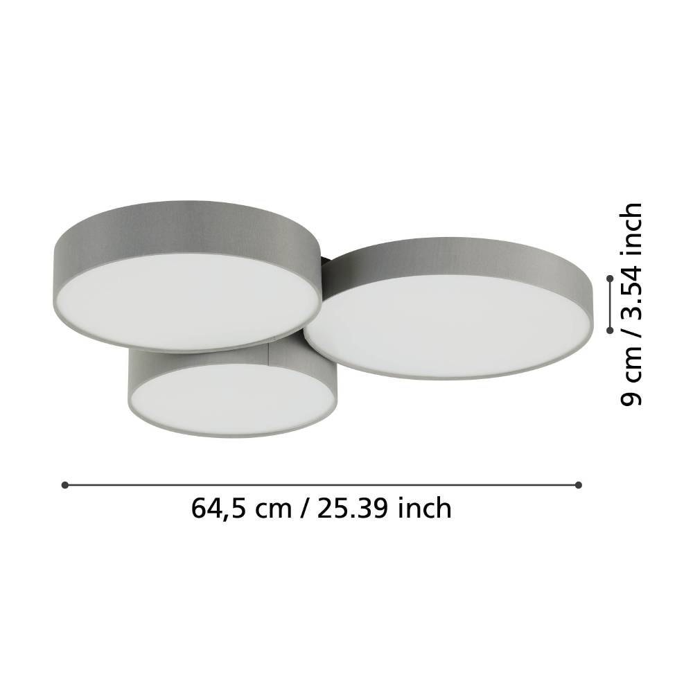 EGLO Deckenleuchte »BARBANO-Z Deckenlampe, grau weiß, ZigBee 3.0, Disco-Modus, Timer«, 3 flammig, Leuchtmittel LED-Modul | LED fest integriert, App und Sprachsteuerung Alexa, 60,5 x 56,5 x 9 cm, exkl. Fernbedienung