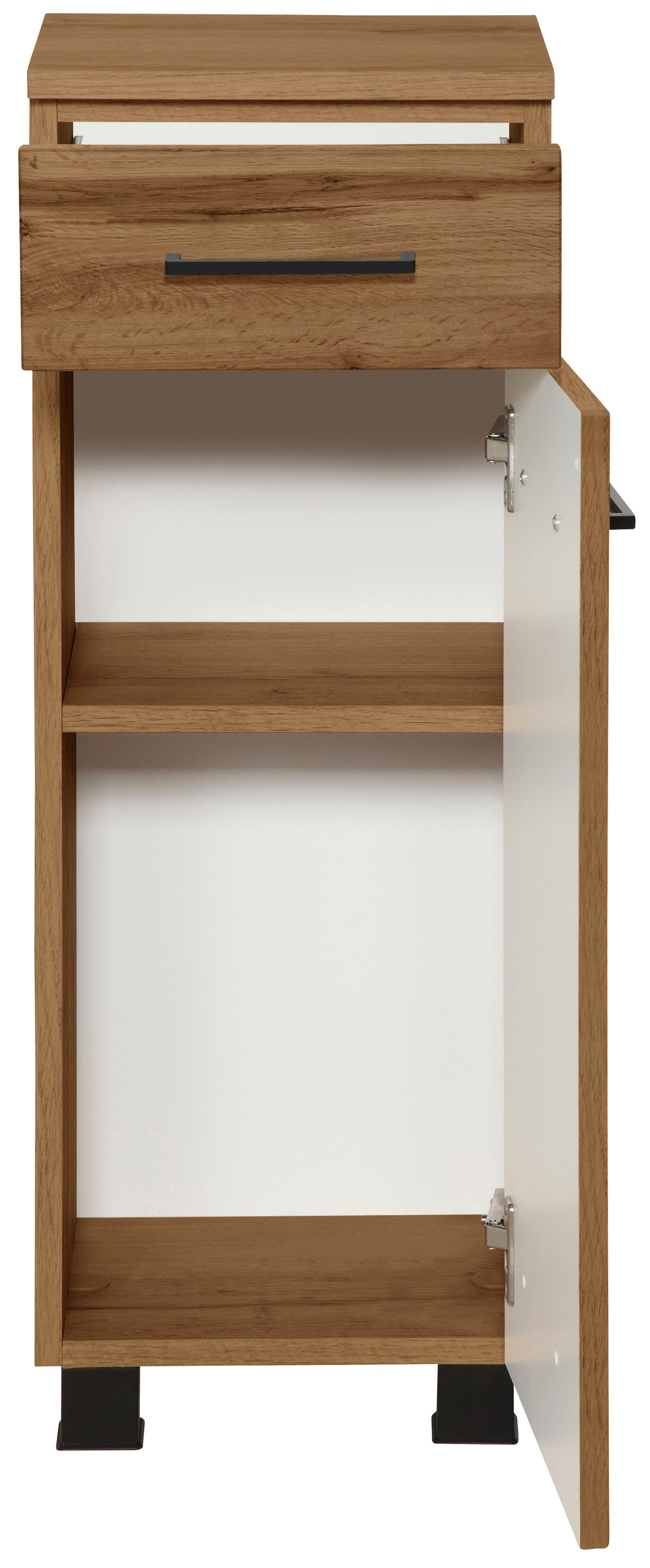 welltime Badmöbel-Set »"Trento", Badezimmer-Set, Hängeschrank, Unterschrank, Midischrank«, (5 St.), Waschbeckenunterschrank, Spiegelschrank inkl. Aufbauleuchte