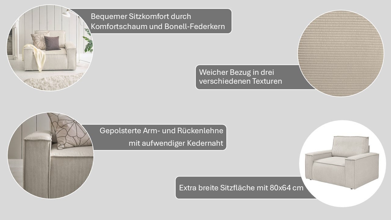 Thumbnail - Home affaire Sessel "SHERWOOD, Love-Seat in 3 Stoffarten verfügbar" passend zur Polster-Serie SHERWOOD