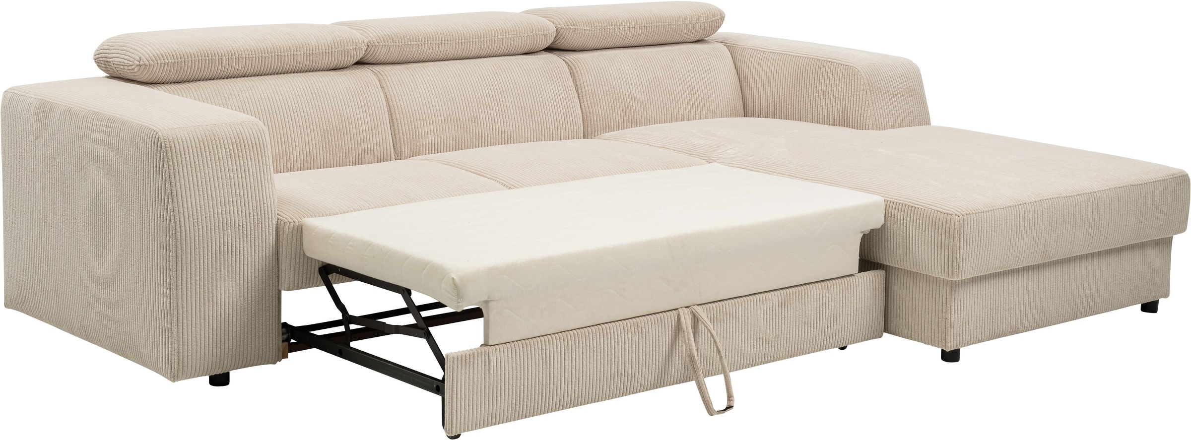 WERK2 Ecksofa »Cherry, modernes Sofa mit Komfortfunktionen, Breite 270cm, L-Form,«, bequem, mit verstellbaren Kopfteilen, Schlaffunktion und Bettkasten