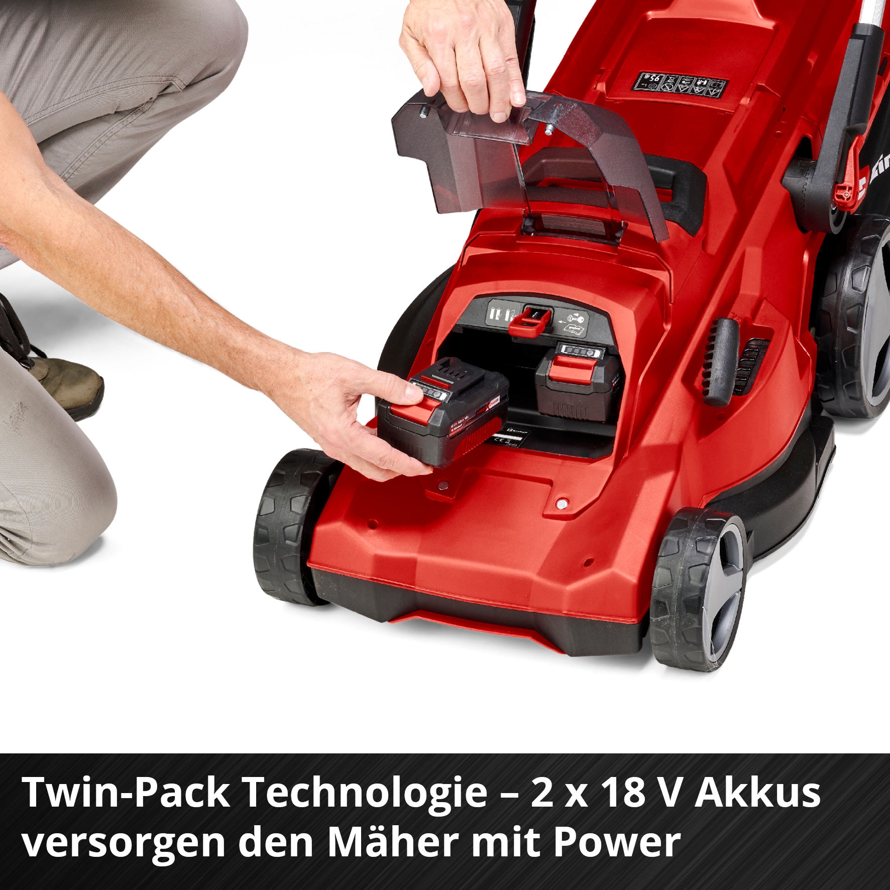 Einhell Akkurasenmäher »Einhell Power X-Change RASARRO 36/40«, mit 2x Akku 18V/4,0Ah und 2x Ladegerät